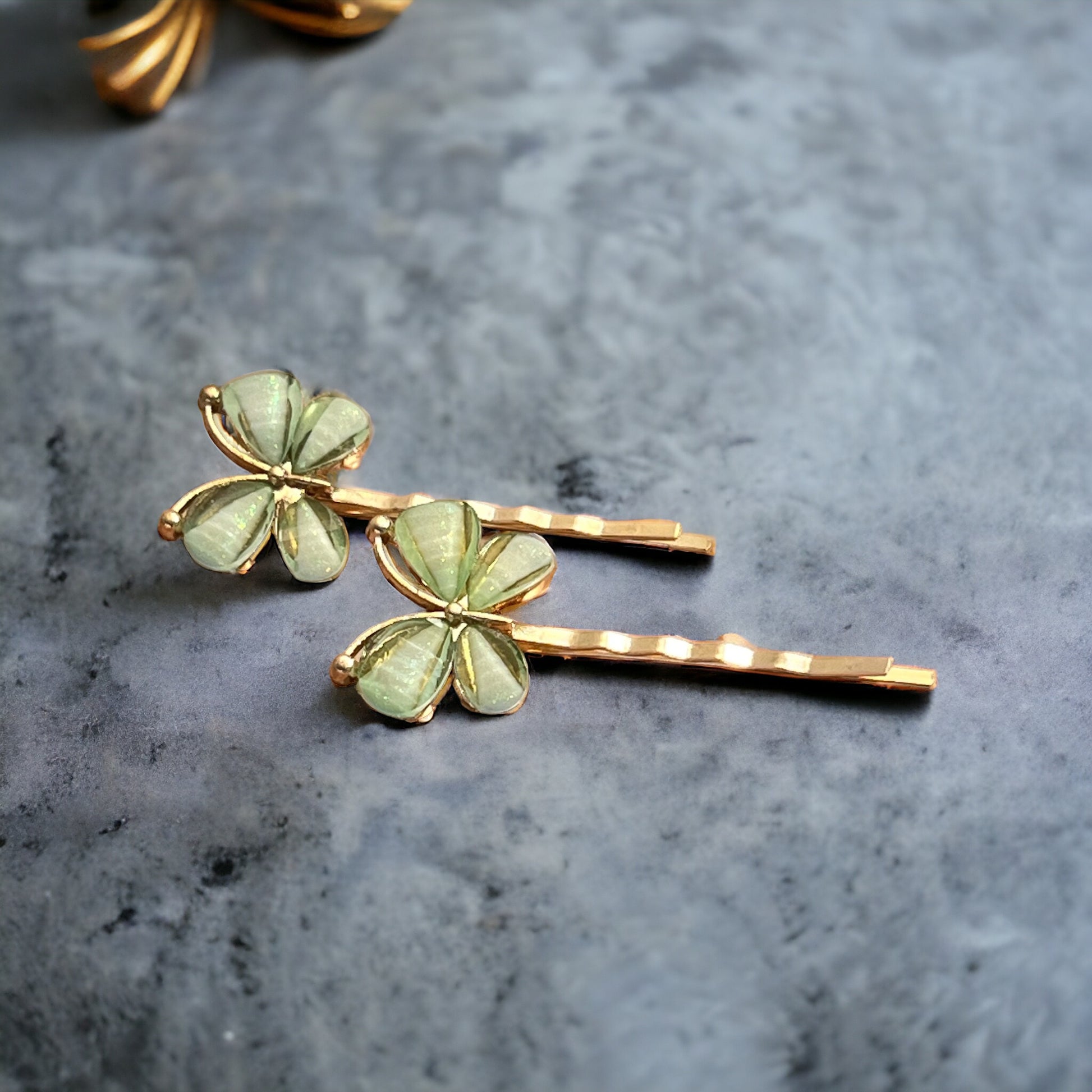 Green Rhinestone Butterfly Hair Pins - Elegant & Vibrant Hair Accessories