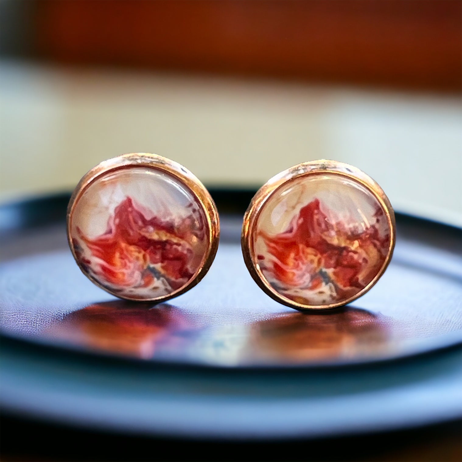 Pink Watercolor Rose Gold Stud Earrings: Elegant & Feminine Touches for Every Occasion