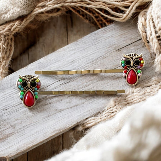 Seed Bead Owl Bobby Pins: Whimsical Charm for Your Hairstyle