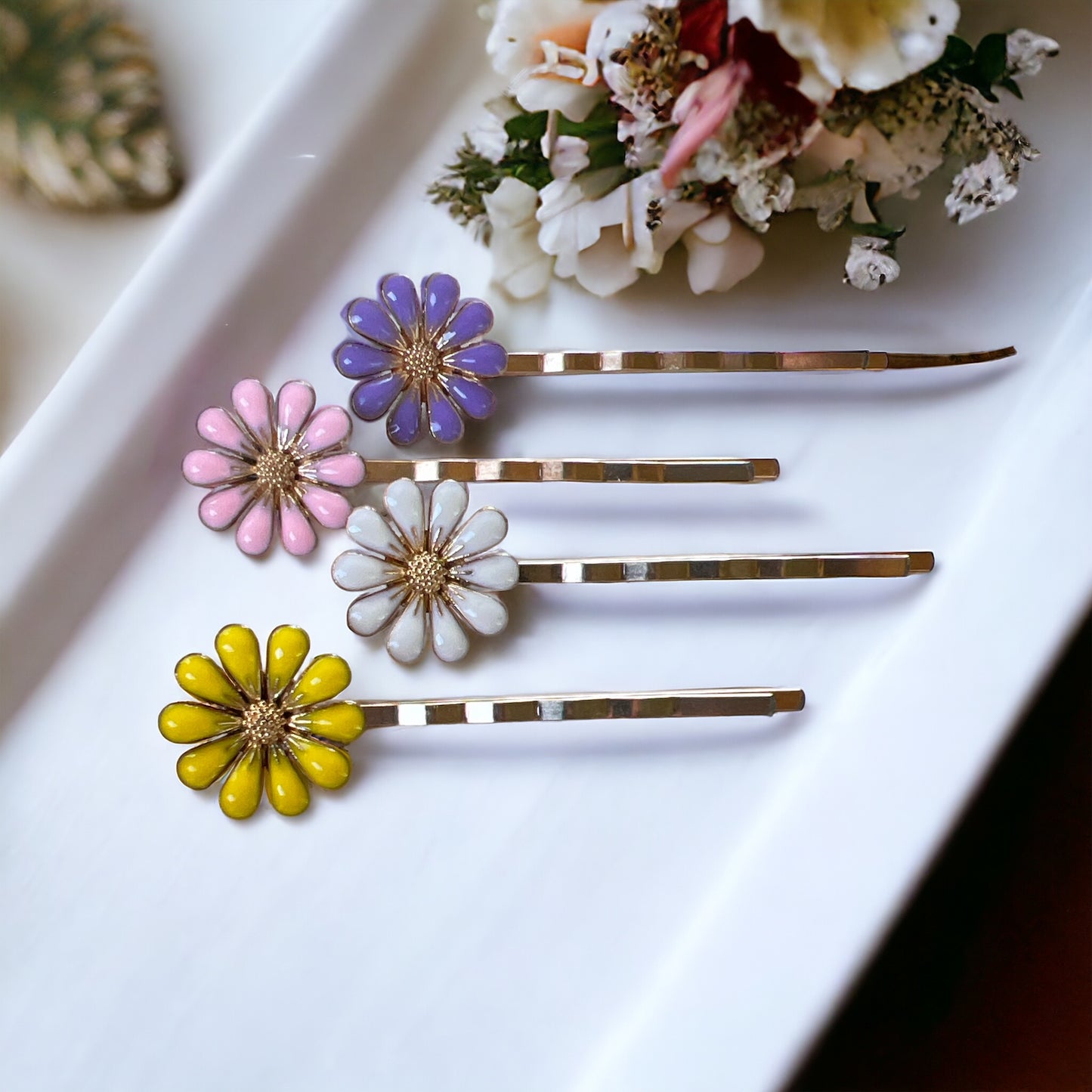 Decorative Enamel Wildflower Hair Pins - Delicate Floral Accessories