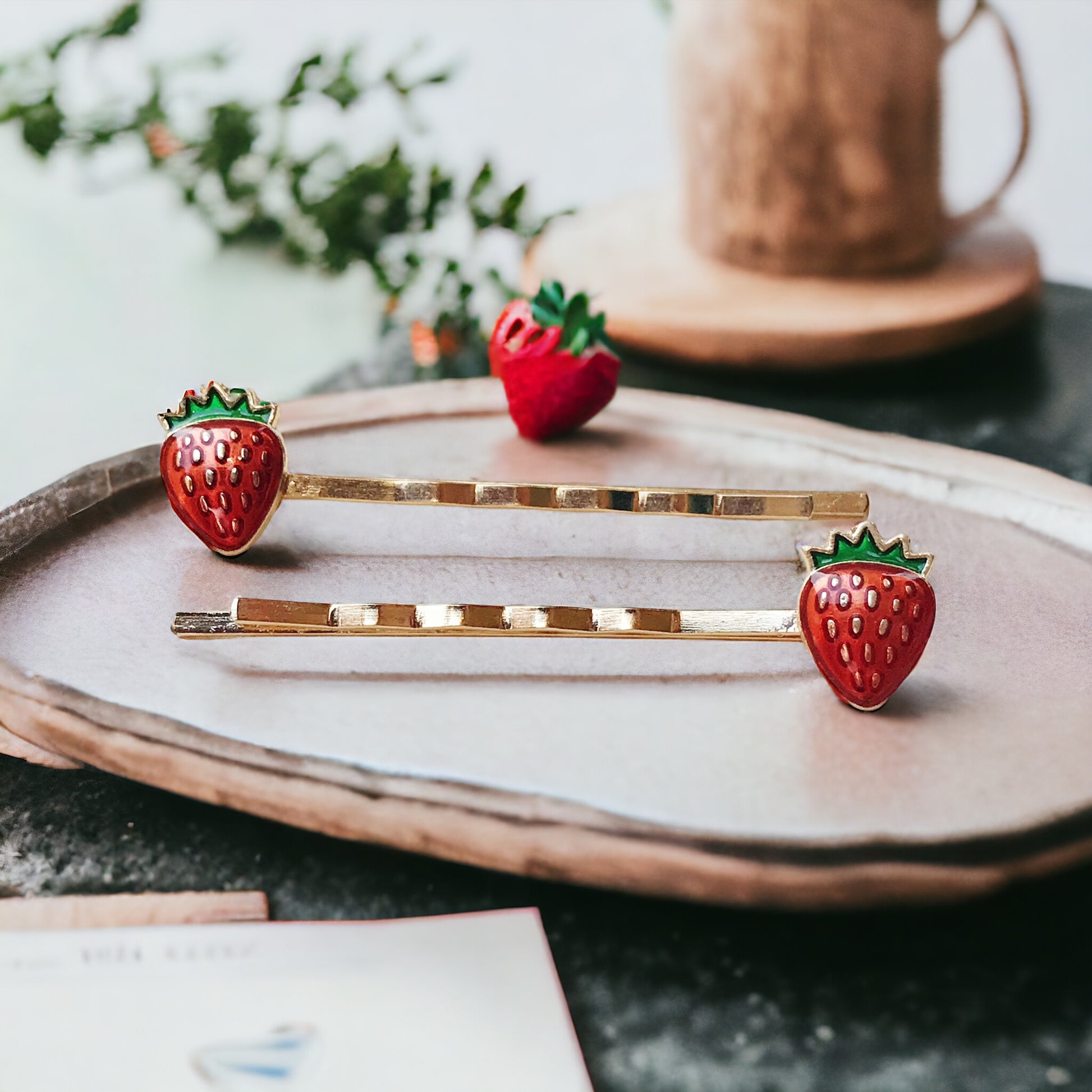 Enamel Strawberry Bobby Pins: Sweet Accessories for Fun & Flirty Hairstyles