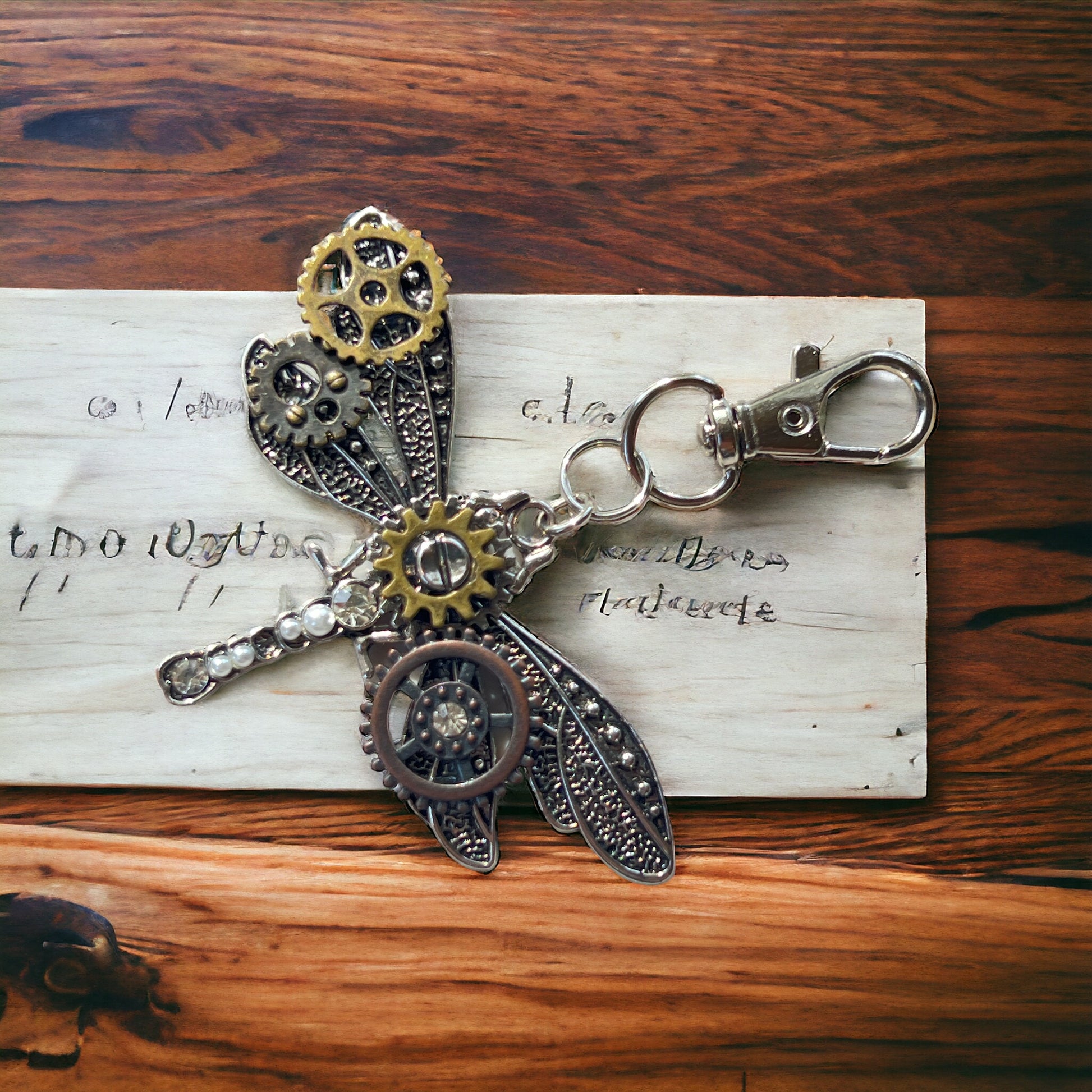 Steampunk Dragonfly Zipper Pull Keychain Purse Charm