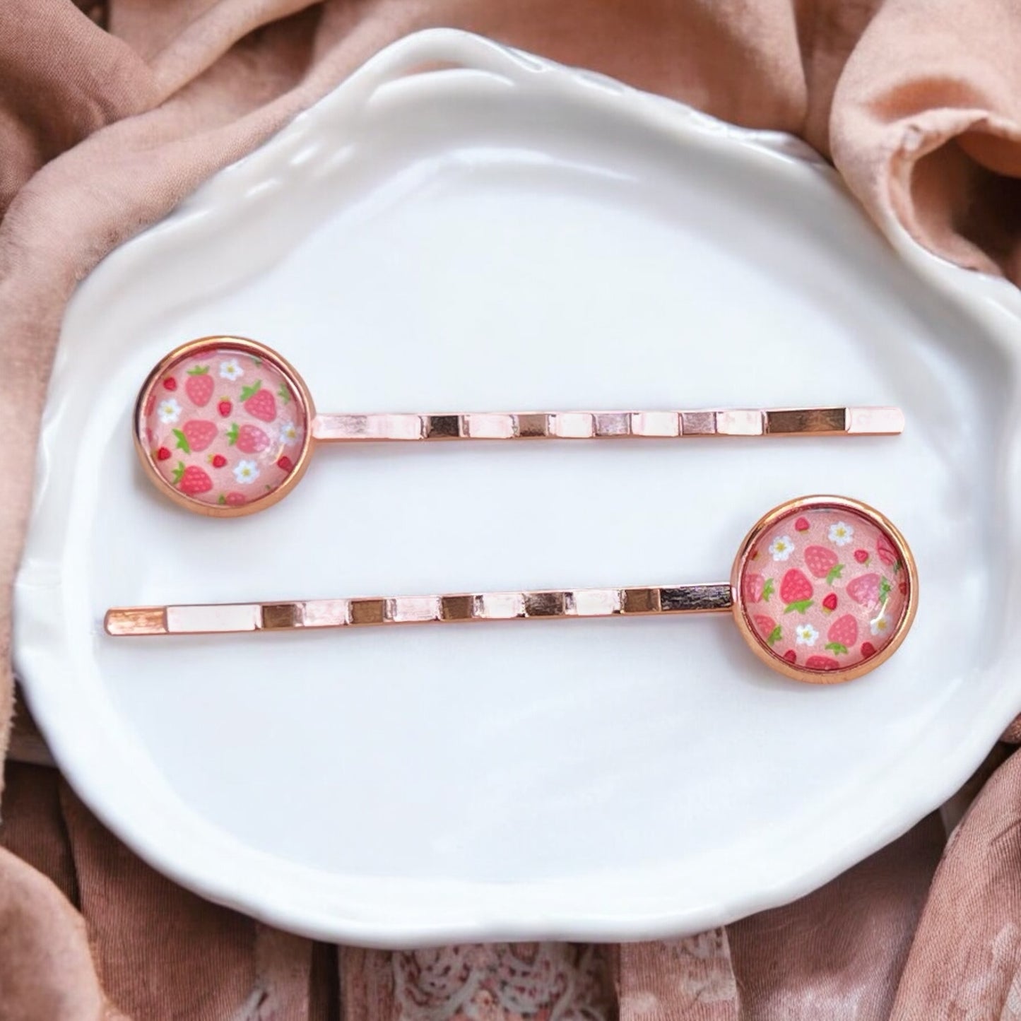 Rose Gold Strawberry Bobby Pins: Sweet Accessories for Fun & Flirty Hairstyles