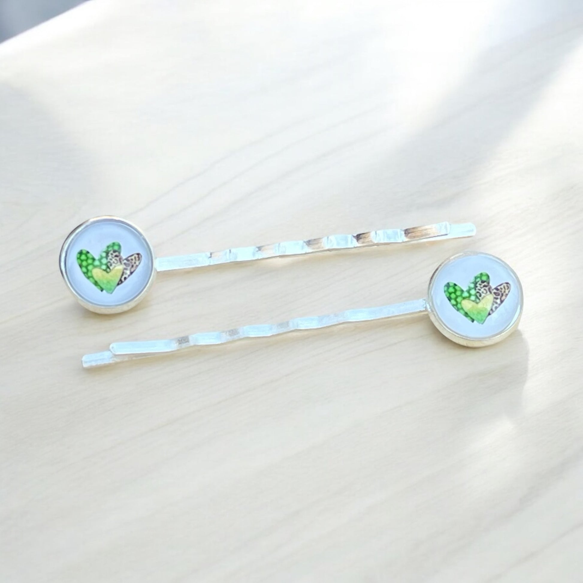 Patterned Heart Bobby Pins - Fun Holiday Hair Accessories