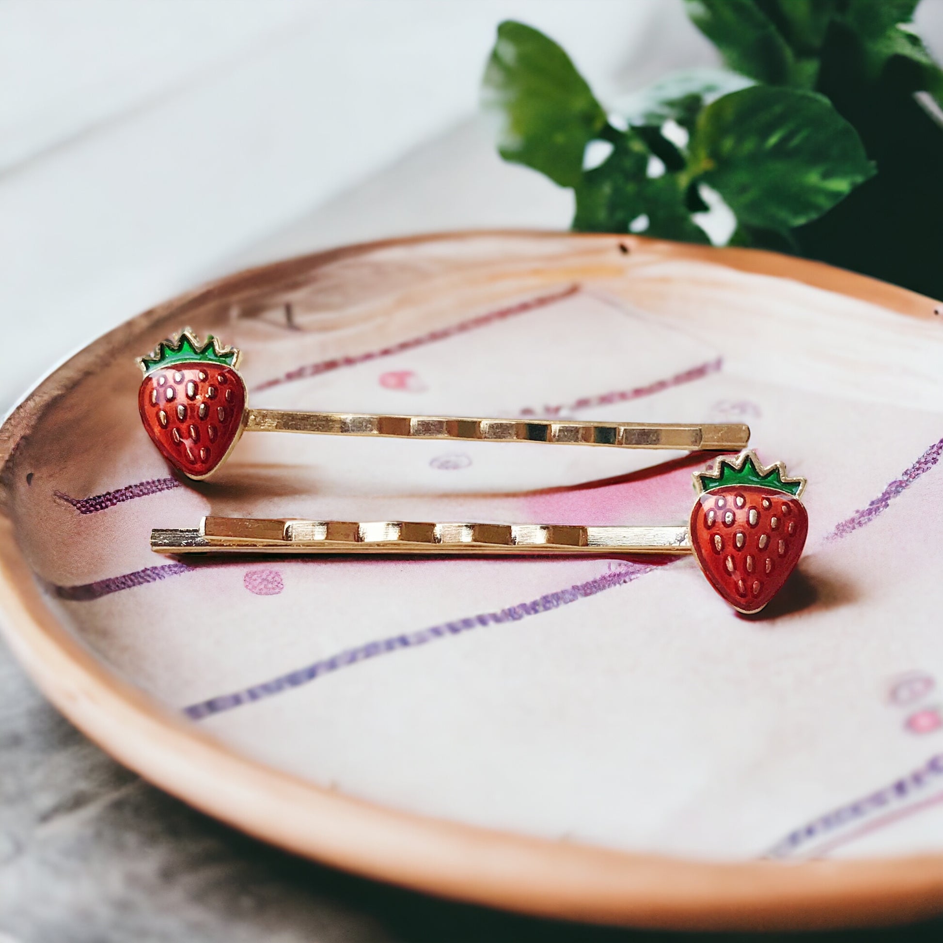 Enamel Strawberry Bobby Pins: Sweet Accessories for Fun & Flirty Hairstyles