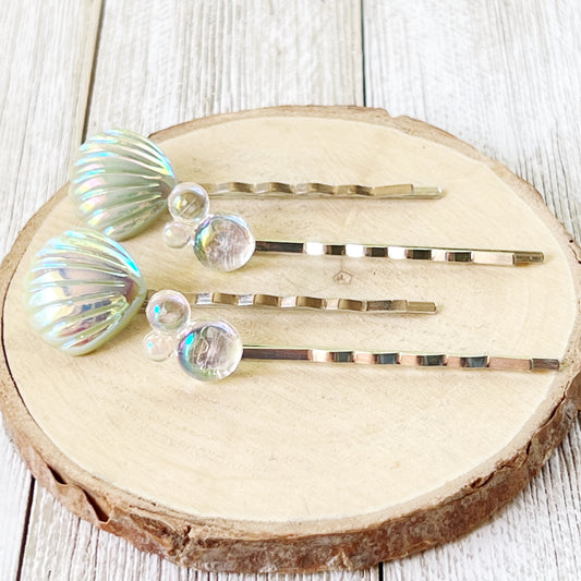 Sea Shells and Bubbles Hair Pins