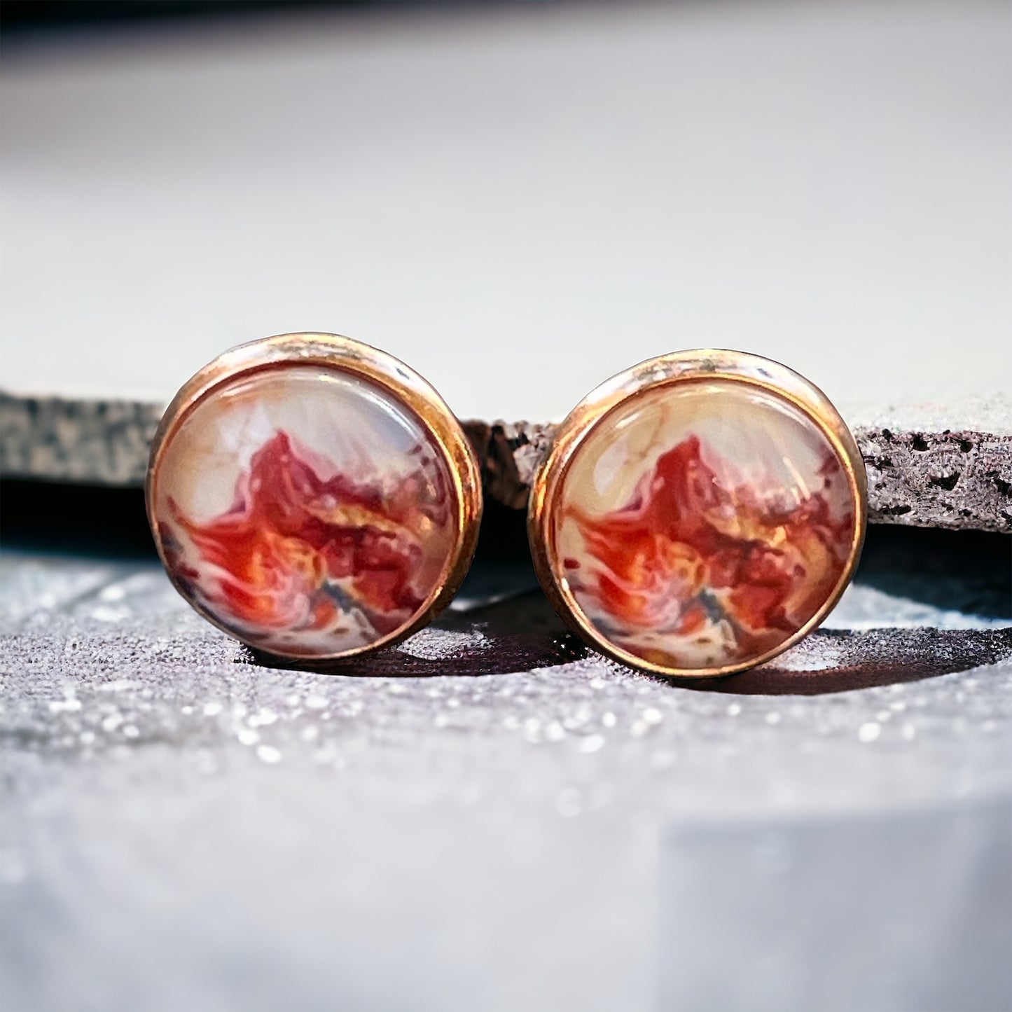 Pink Watercolor Rose Gold Stud Earrings: Elegant & Feminine Touches for Every Occasion