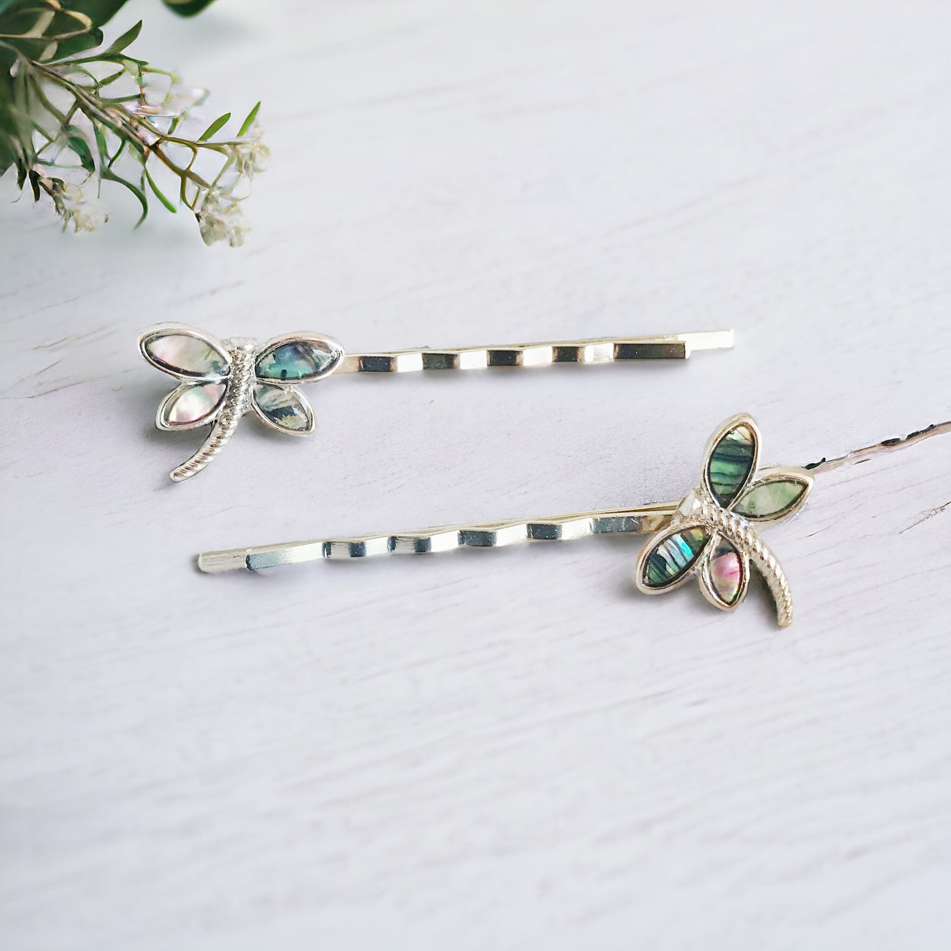 Women's Natural Shell Abalone Dragonfly Bobby Pin Hair Accessories - Exquisite Nature-Inspired Styling