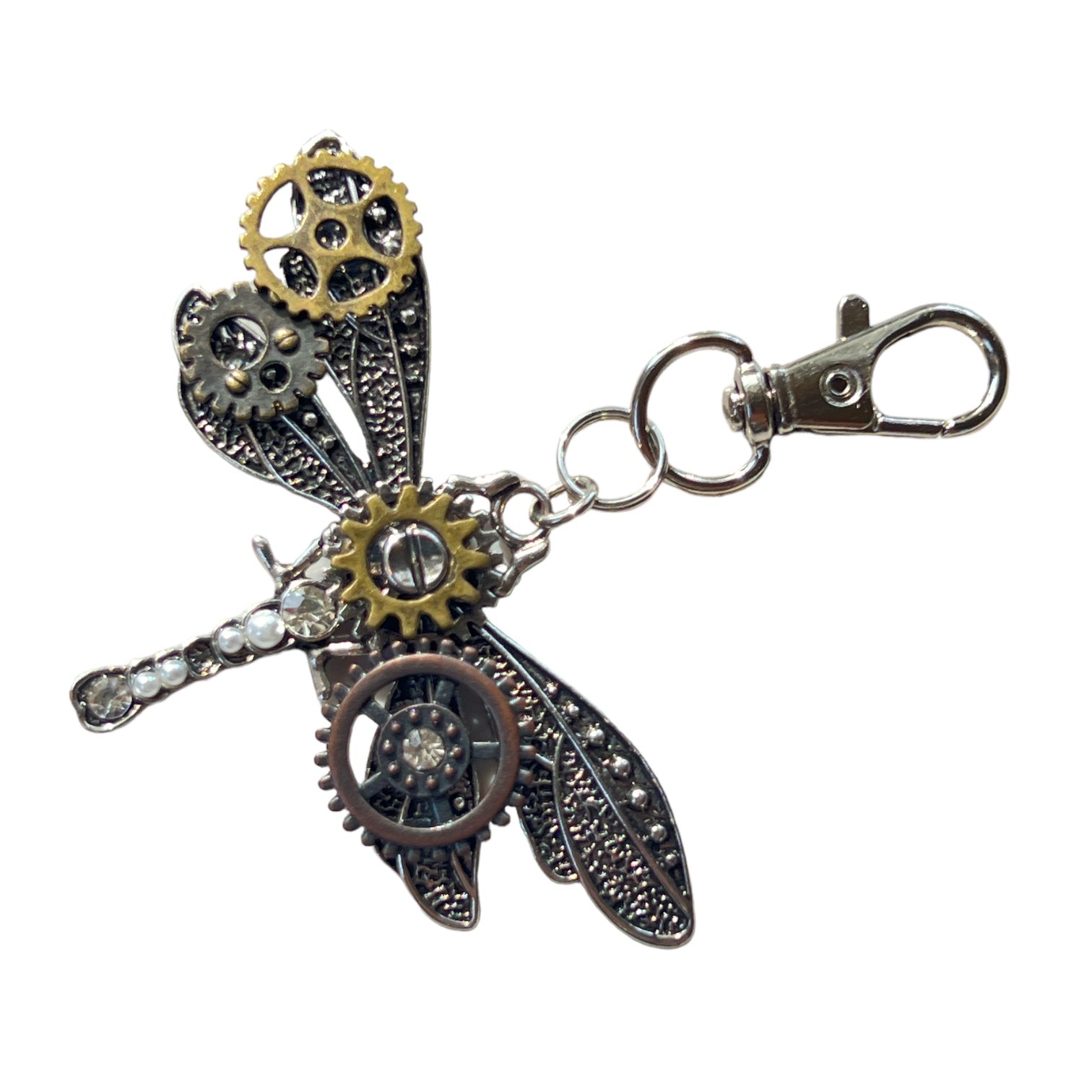 Steampunk Dragonfly Zipper Pull Keychain Purse Charm