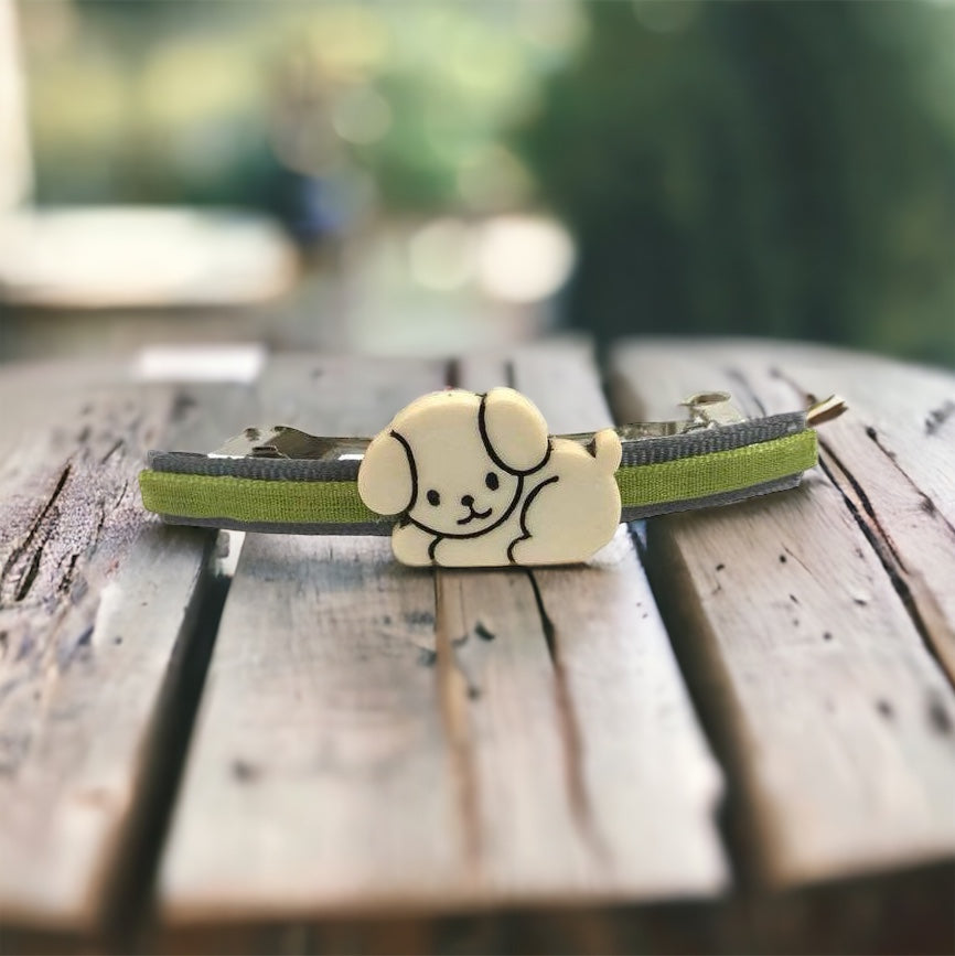 Green Hair Clip with Dog Embellishment - Cute & Playful Hair Accessory