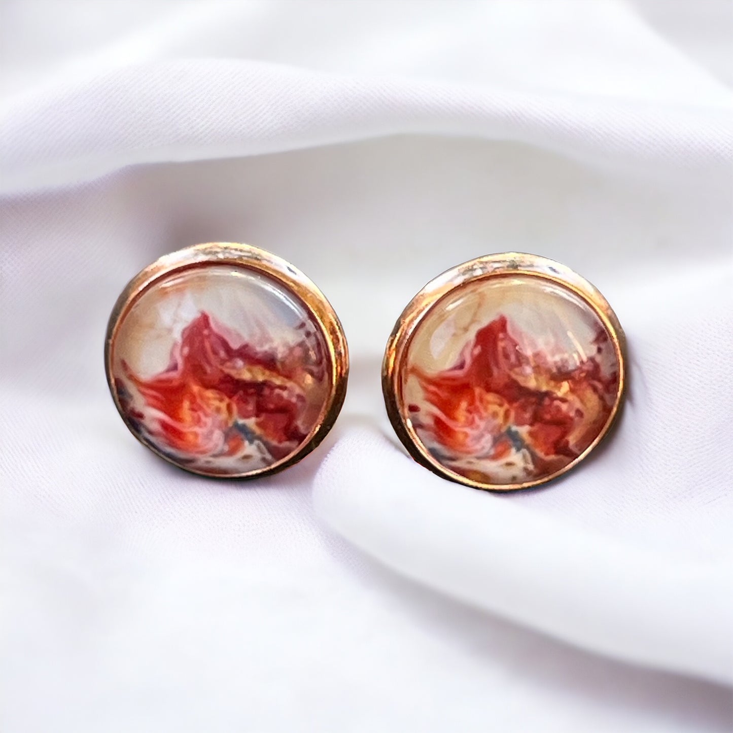 Pink Watercolor Rose Gold Stud Earrings: Elegant & Feminine Touches for Every Occasion