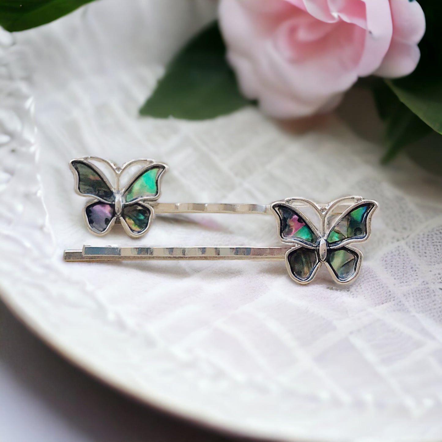 Natural Abalone Shell Butterfly Hair Pins - Elegant Women's Hair Accessories