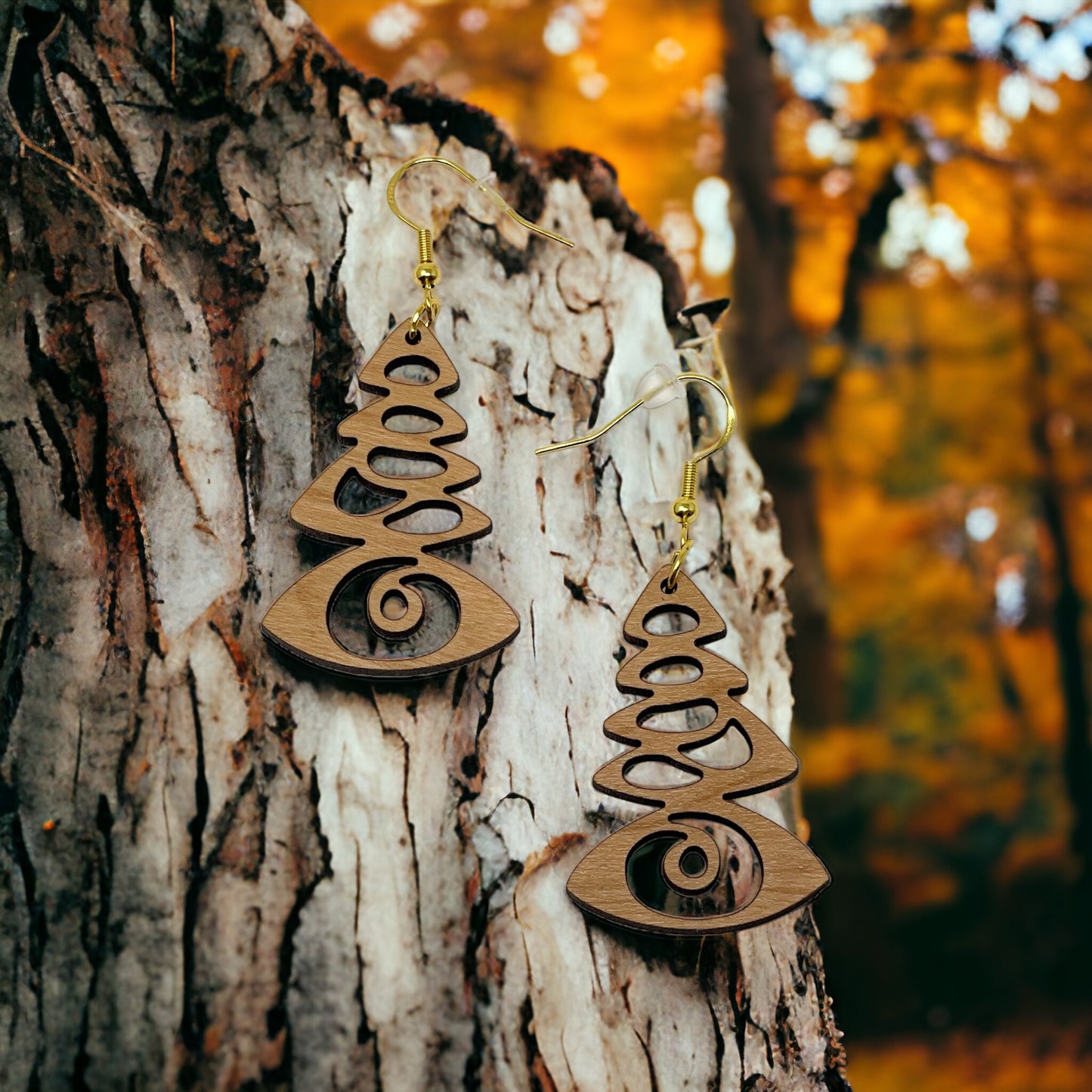 Tree Earrings - Rustic Wood Dangle Earrings with a Whimsical Boho Touch, Cute Winter Holiday Accessories | Nature-Inspired Jewelry