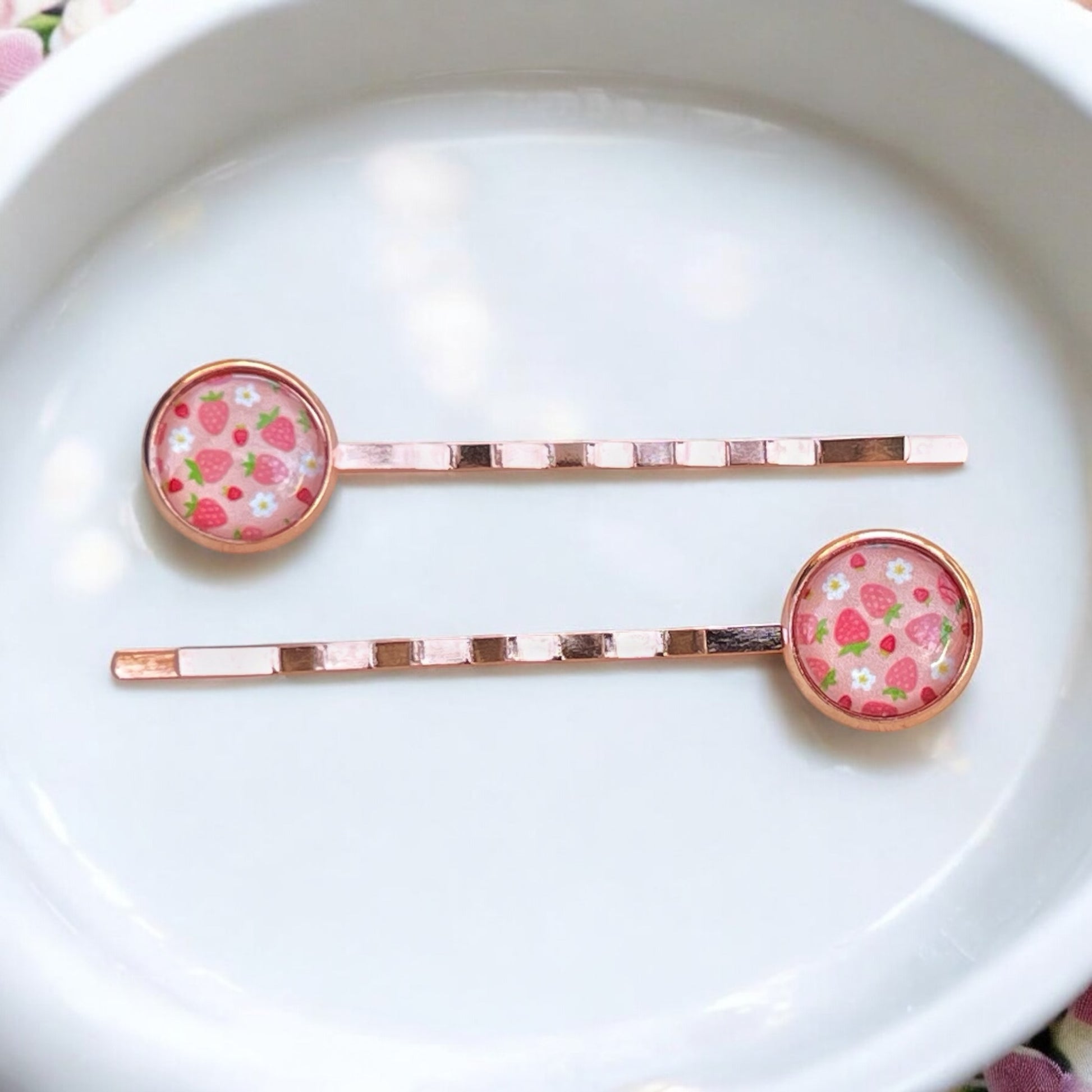 Rose Gold Strawberry Bobby Pins: Sweet Accessories for Fun & Flirty Hairstyles