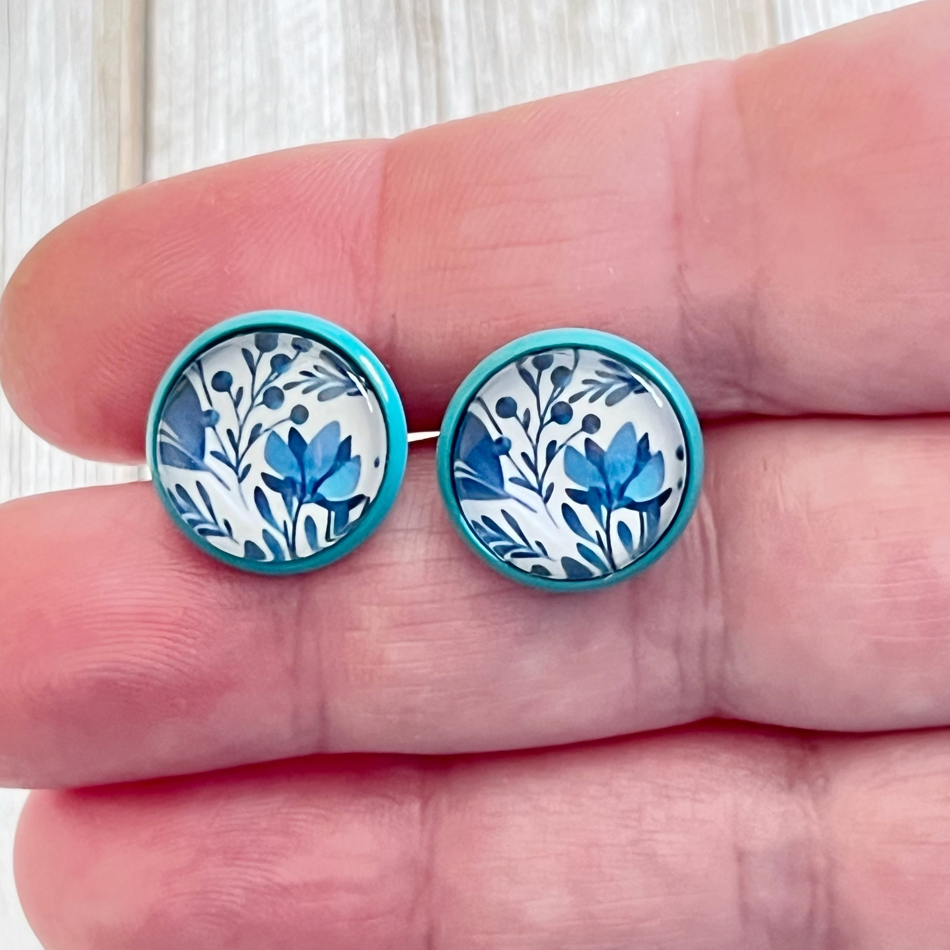 Blue Wildflower Stud Earrings - Delicate & Charming Boho Accessories