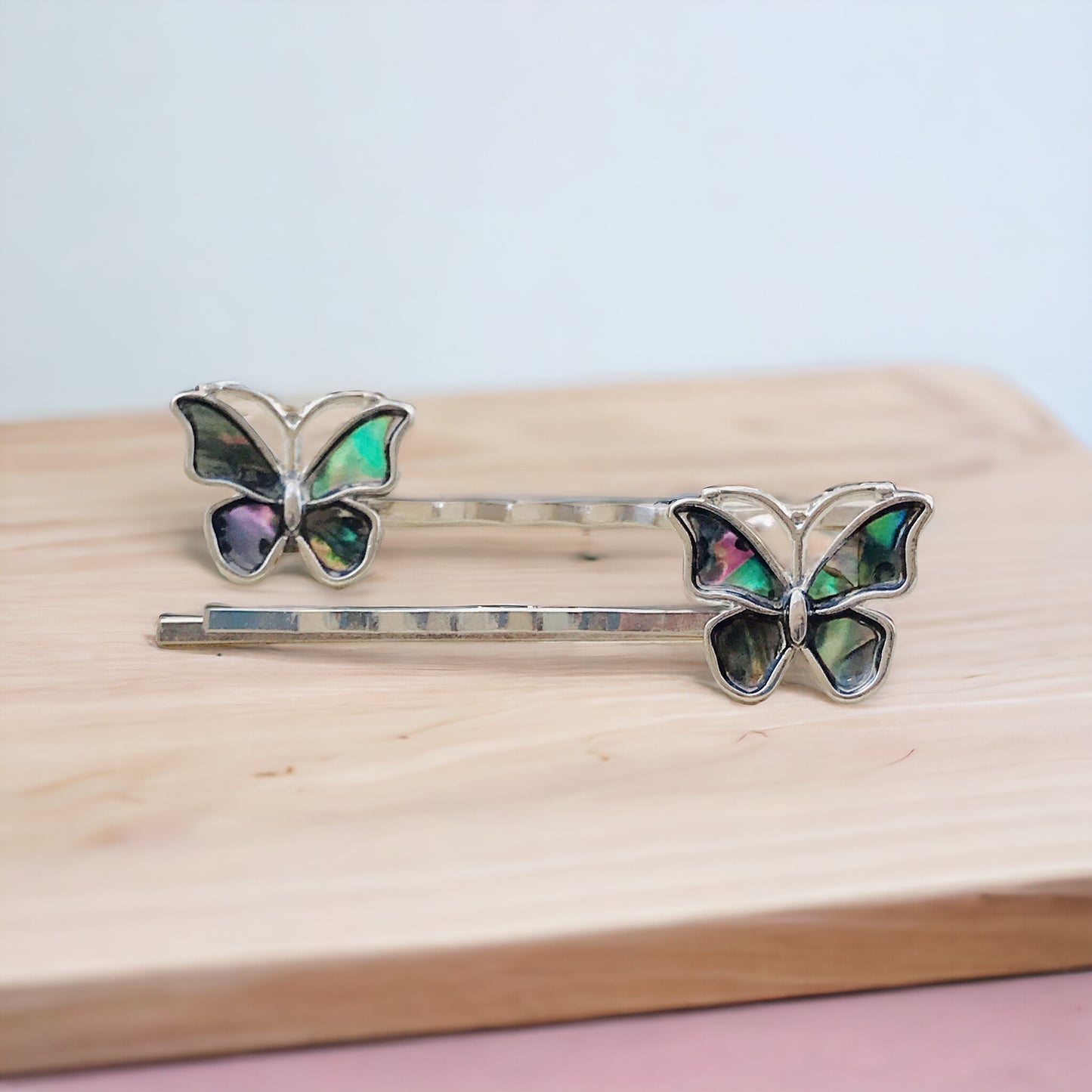 Natural Abalone Shell Butterfly Hair Pins - Elegant Women's Hair Accessories