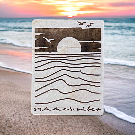 Magnets for Home Work School Office, Gift for Outdoorsy Person, Hiking Beach Waves Sun, Paintable Magnet for Crafts, Boho Coastal Wood Decor
