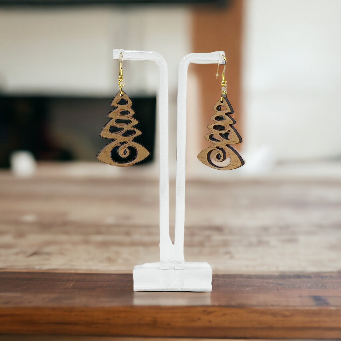 Tree Earrings - Rustic Wood Dangle Earrings with a Whimsical Boho Touch, Cute Winter Holiday Accessories | Nature-Inspired Jewelry