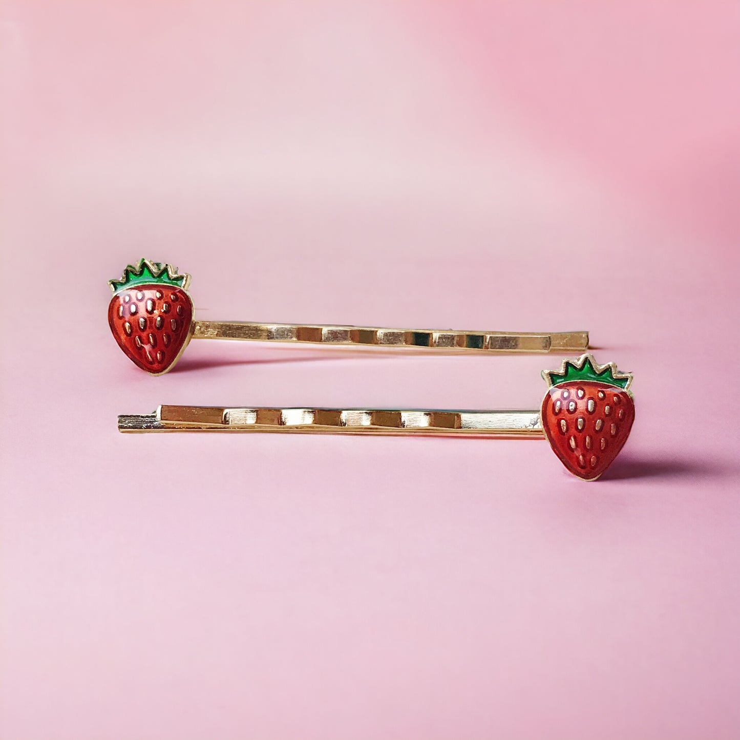 Enamel Strawberry Bobby Pins: Sweet Accessories for Fun & Flirty Hairstyles