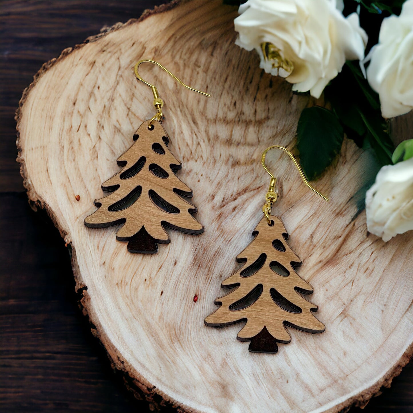 Tree Earrings - Rustic Wood Dangle Earrings with a Whimsical Boho Touch, Cute Winter Holiday Accessories | Nature-Inspired Jewelry