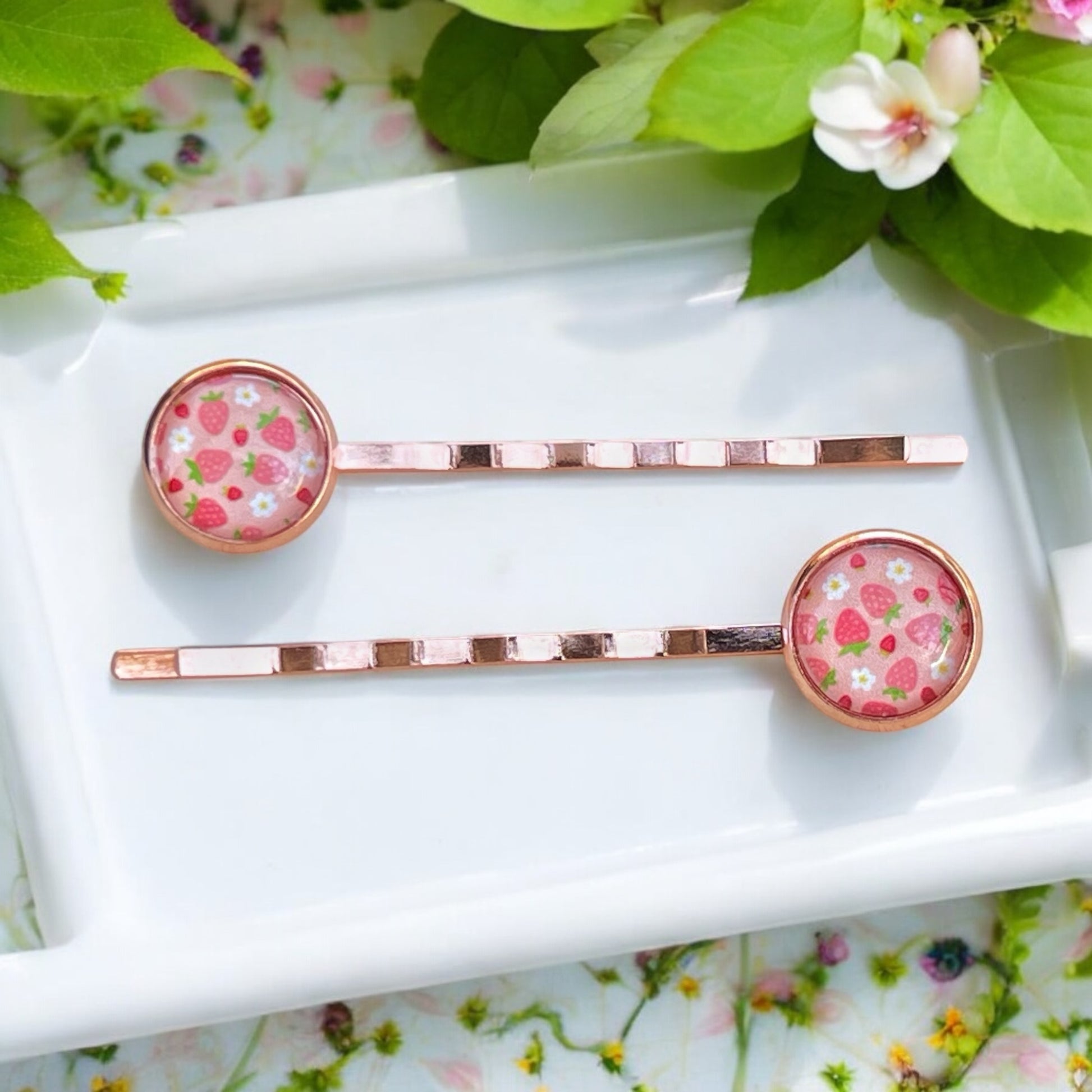 Rose Gold Strawberry Bobby Pins: Sweet Accessories for Fun & Flirty Hairstyles