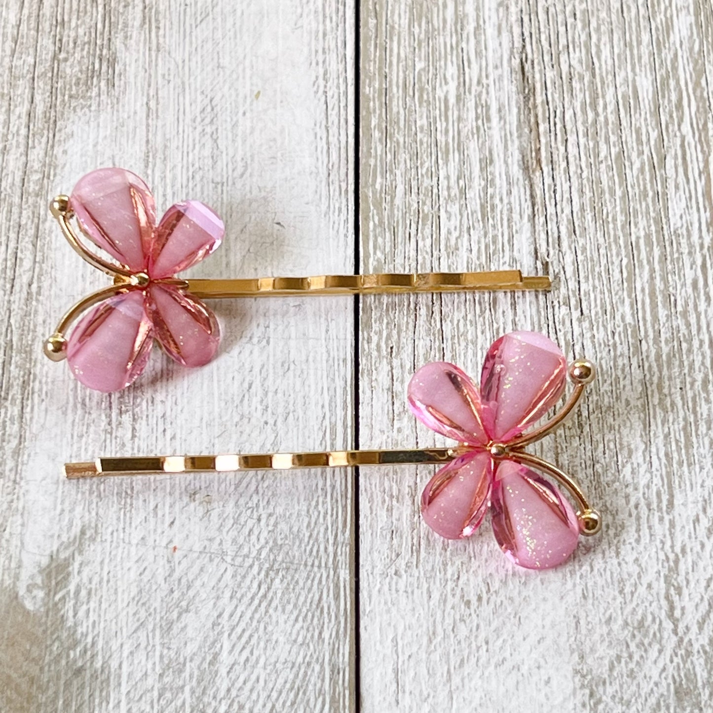 Pink Rhinestone Butterfly Hair Pins for Women Decorative Hair Clips