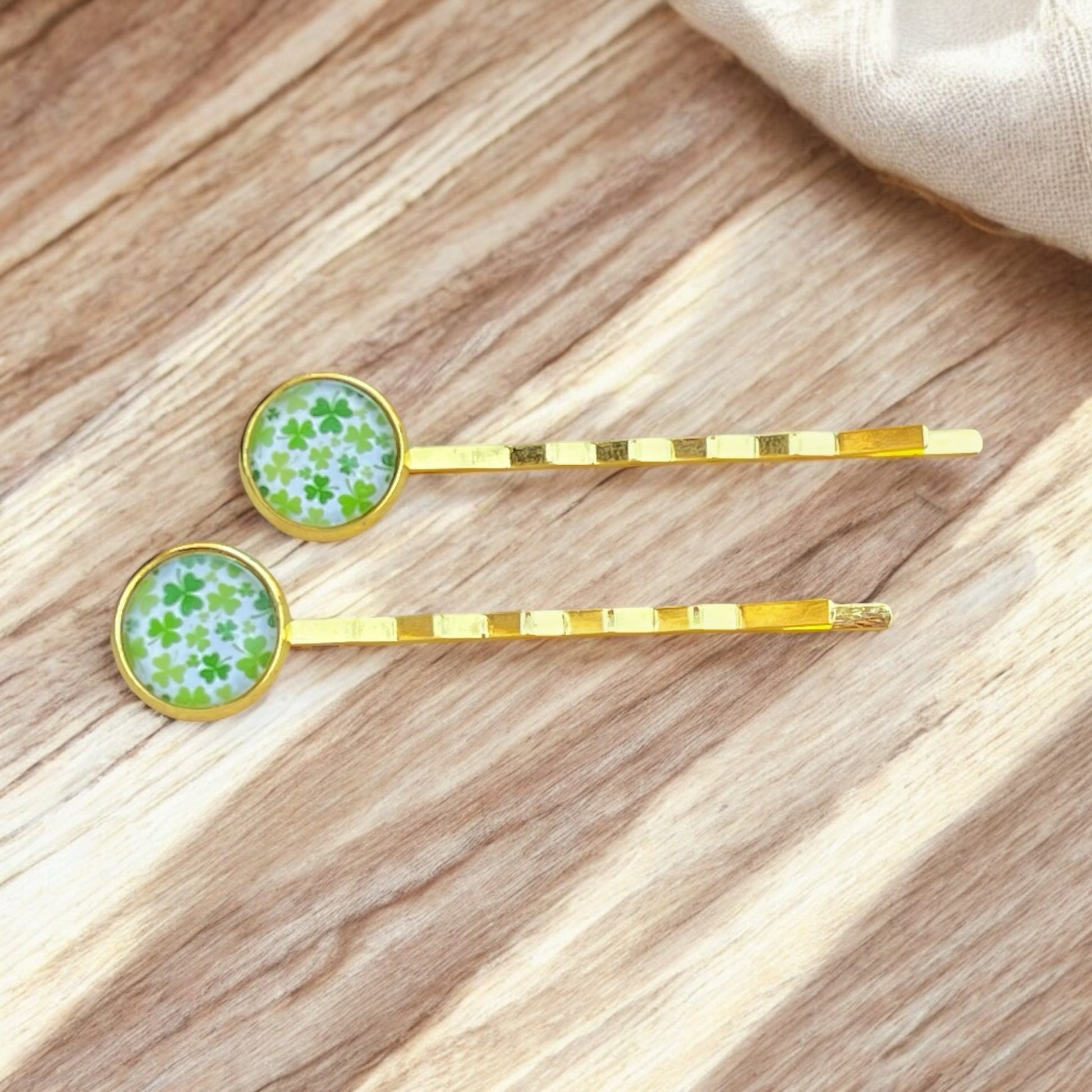 Shamrock Gold toned Bobby Pins- St Patrick’s Day Hair Accessories