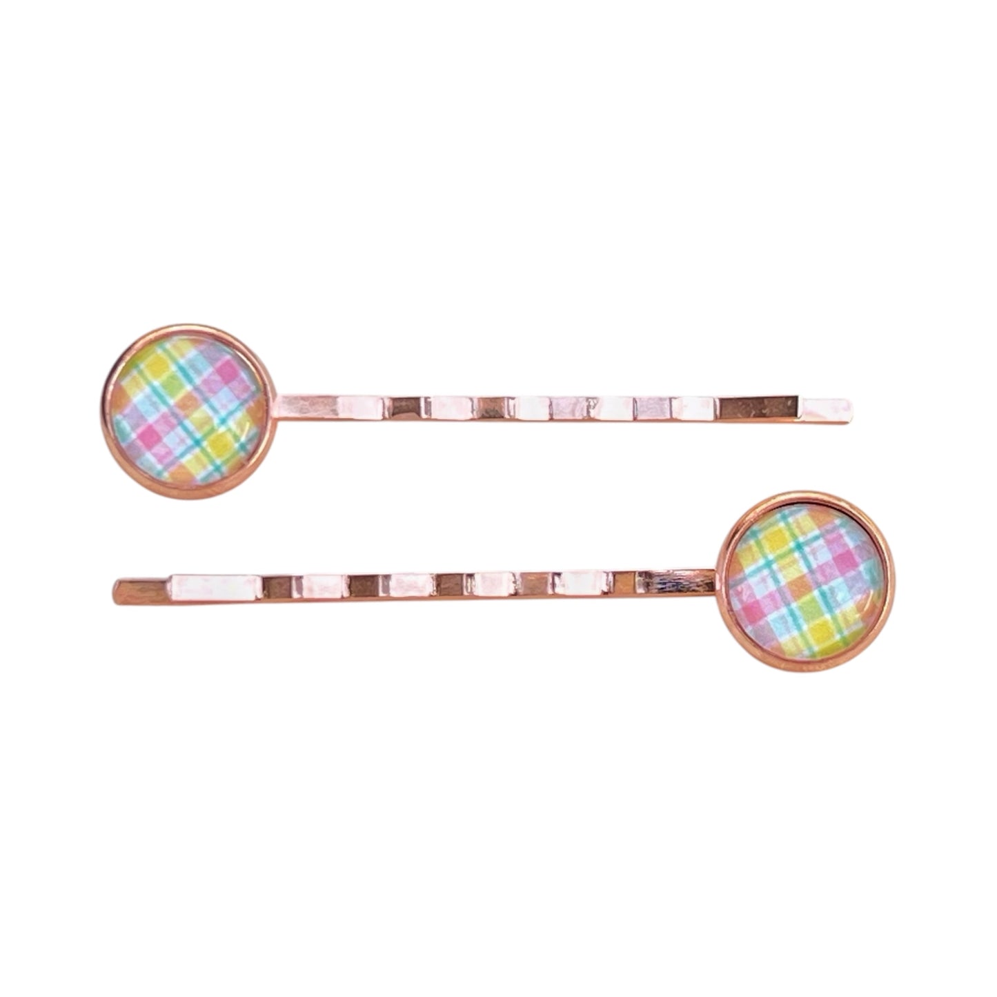 Rose Gold Pastel Plaid Bobby Pins: Fun & Flirty Hairstyles