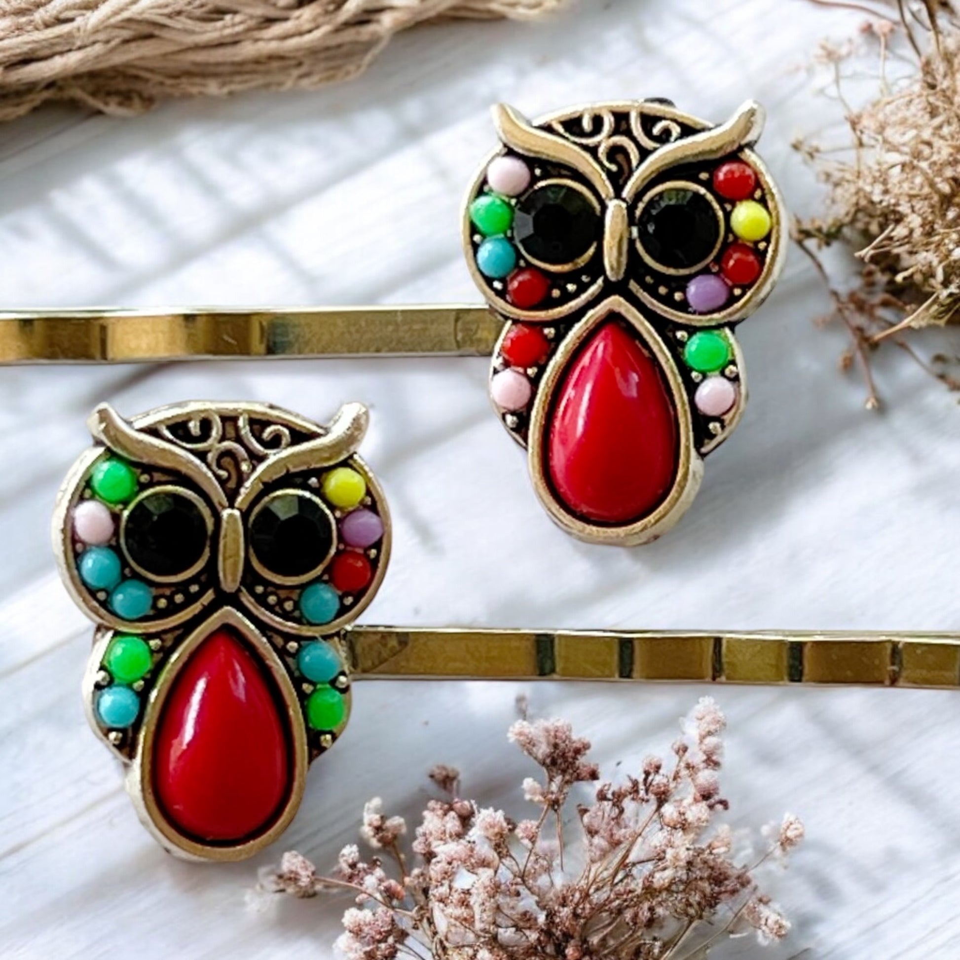 Seed Bead Owl Bobby Pins: Whimsical Charm for Your Hairstyle