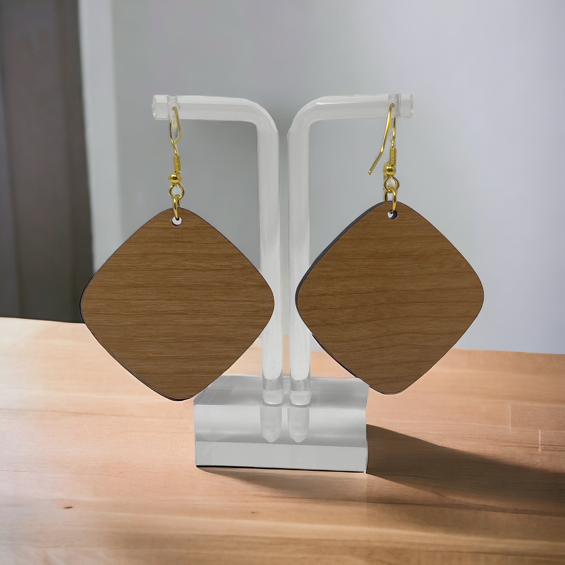 Bookshelf Wood Dangle Earrings - Cute Book Lover Gift | Boho Women's Miniature Bookcase Jewelry