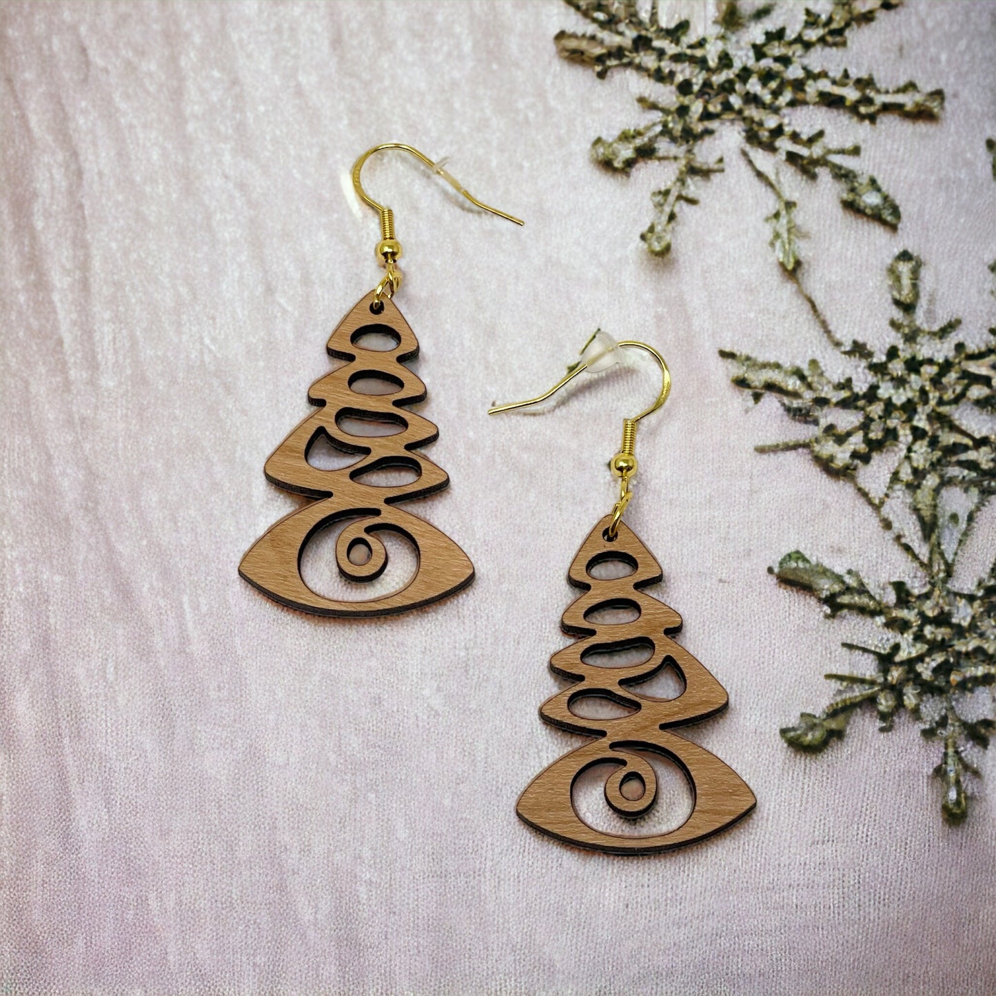 Tree Earrings - Rustic Wood Dangle Earrings with a Whimsical Boho Touch, Cute Winter Holiday Accessories | Nature-Inspired Jewelry