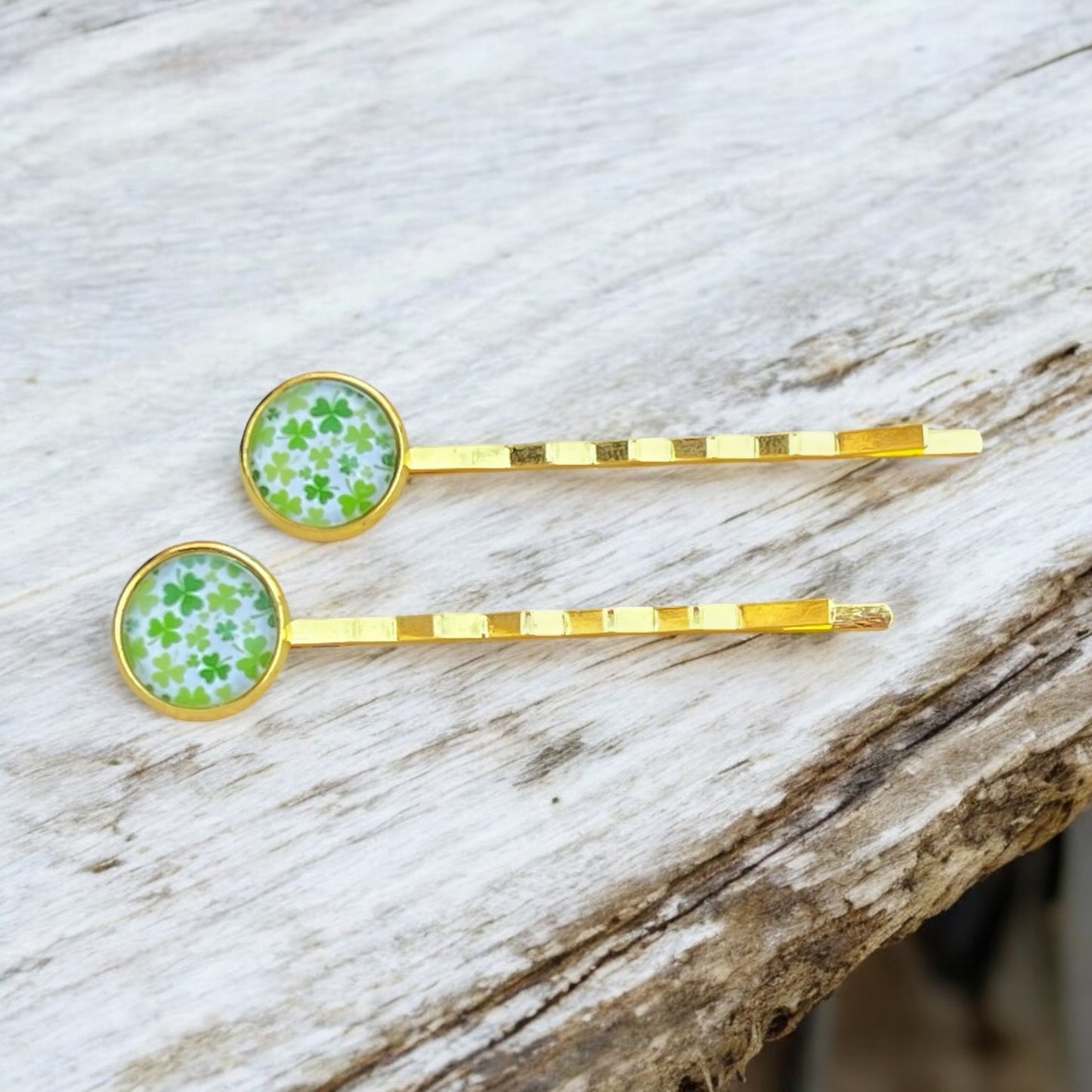 Shamrock Gold toned Bobby Pins- St Patrick’s Day Hair Accessories