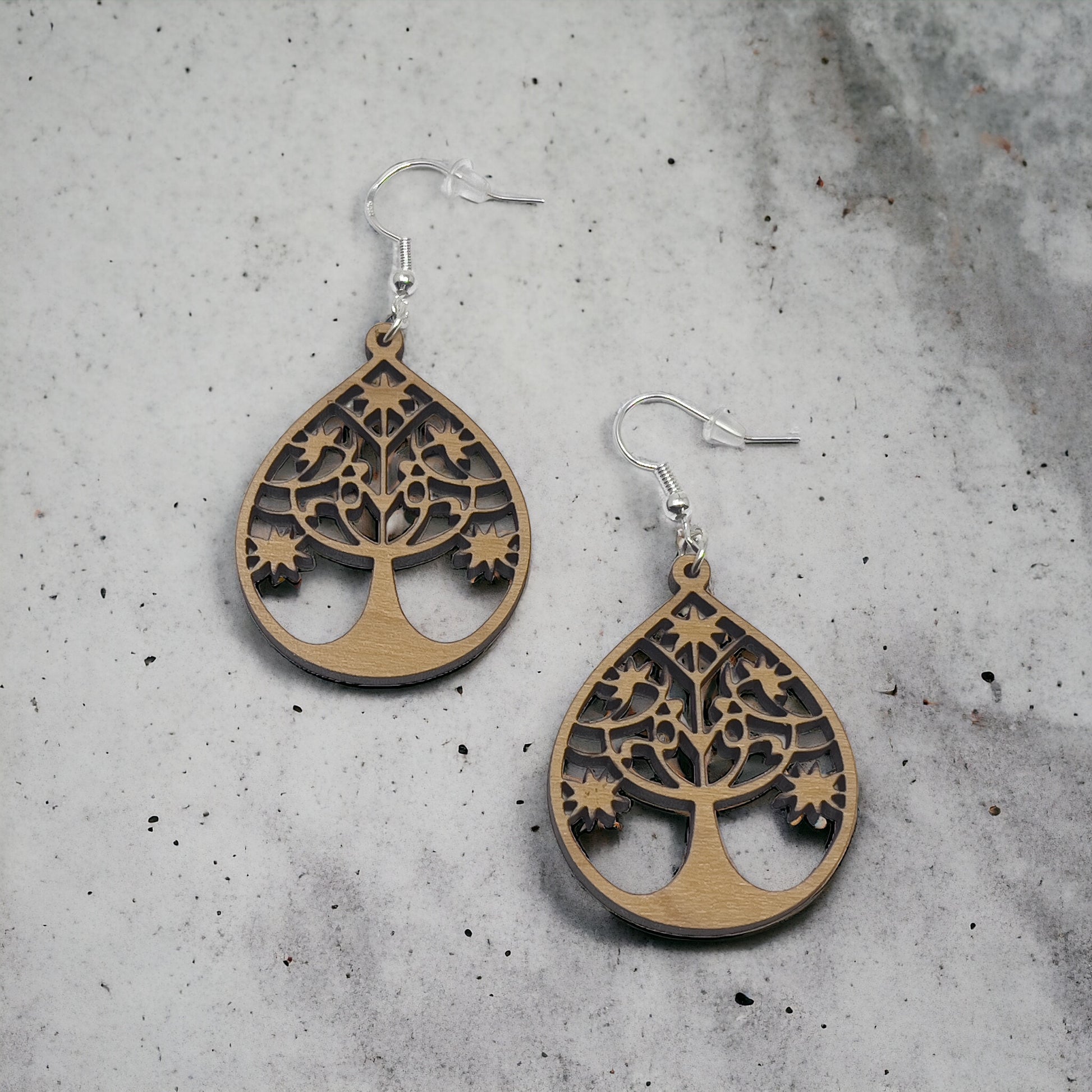 Tree of Life Earrings, Rustic Dangle Earrings, Boho Tree Earrings, Cute Winter Holiday Earring, Nature Wood Earring, Country Western Jewelry