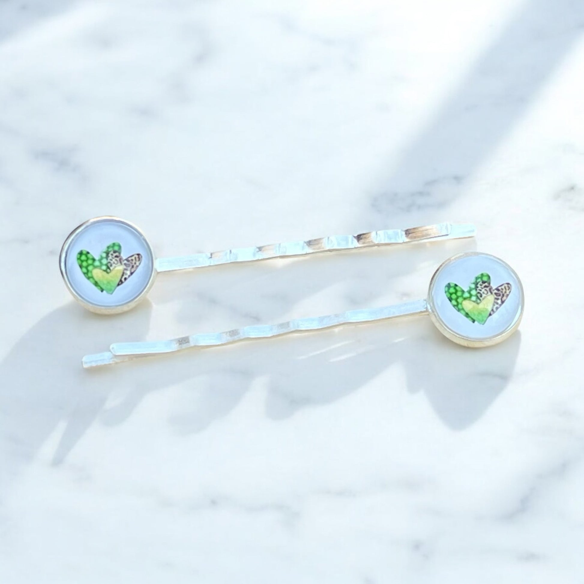 Patterned Heart Bobby Pins - Fun Holiday Hair Accessories