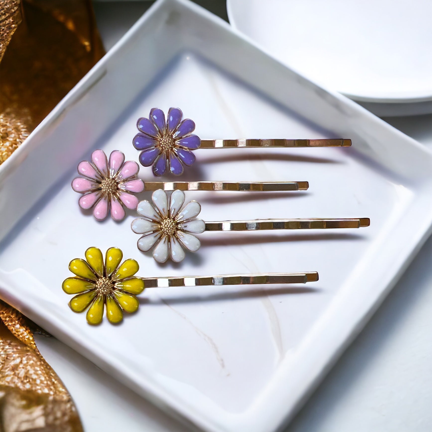 Decorative Enamel Wildflower Hair Pins - Delicate Floral Accessories