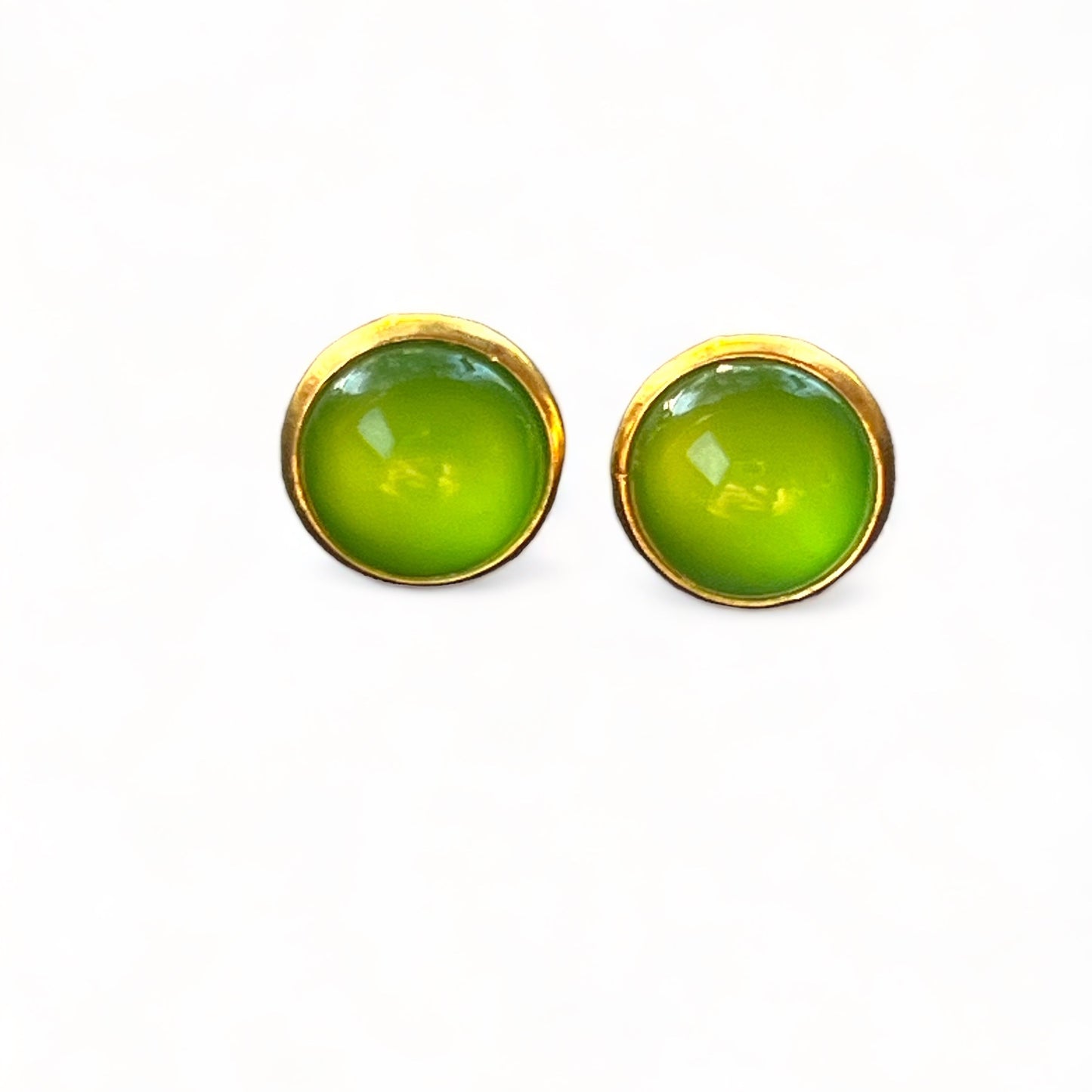 Candy Apple Green Gold Stud Earrings