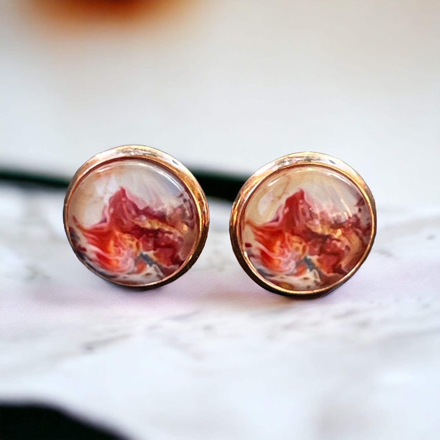 Pink Watercolor Rose Gold Stud Earrings: Elegant & Feminine Touches for Every Occasion