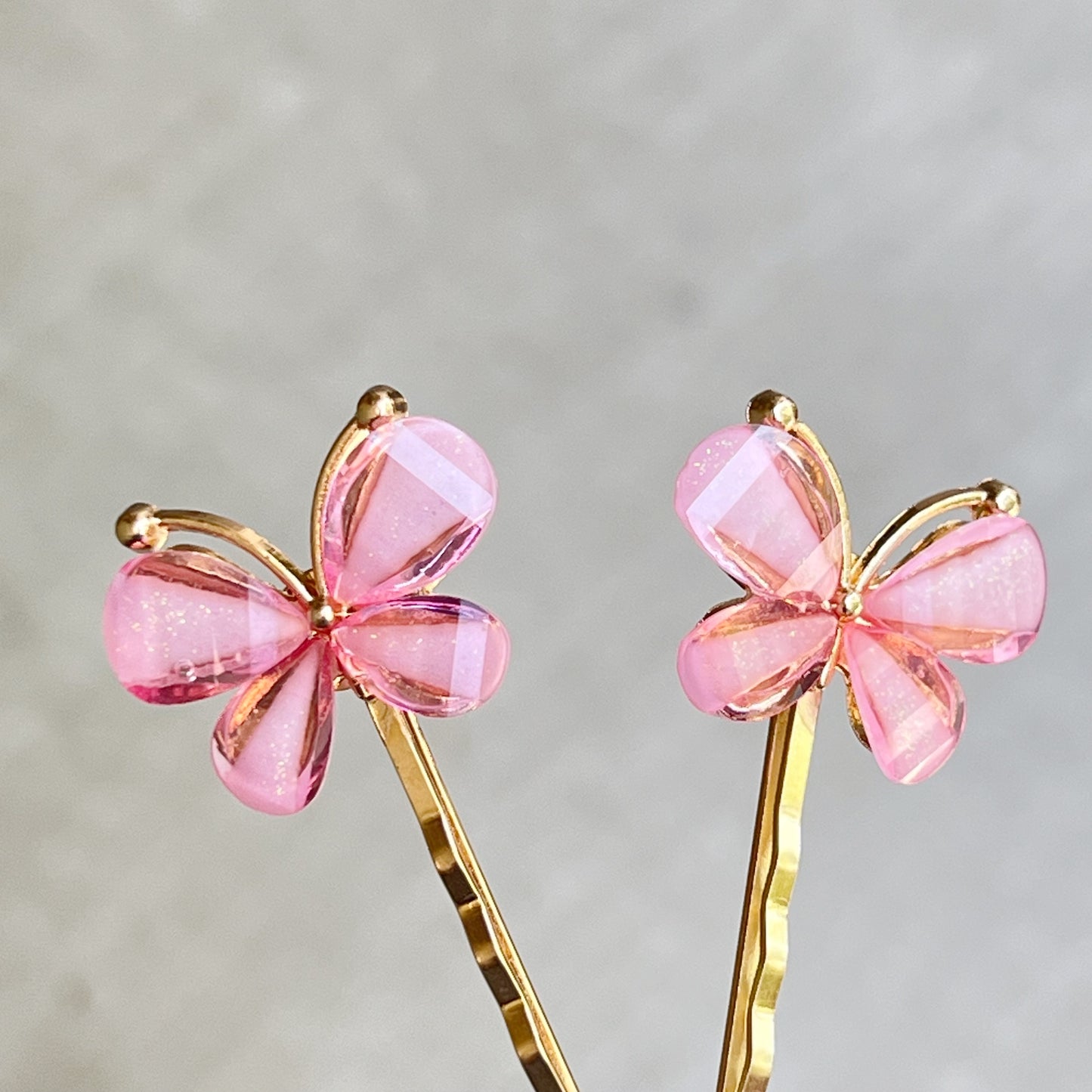 Pink Rhinestone Butterfly Hair Pins for Women Decorative Hair Clips