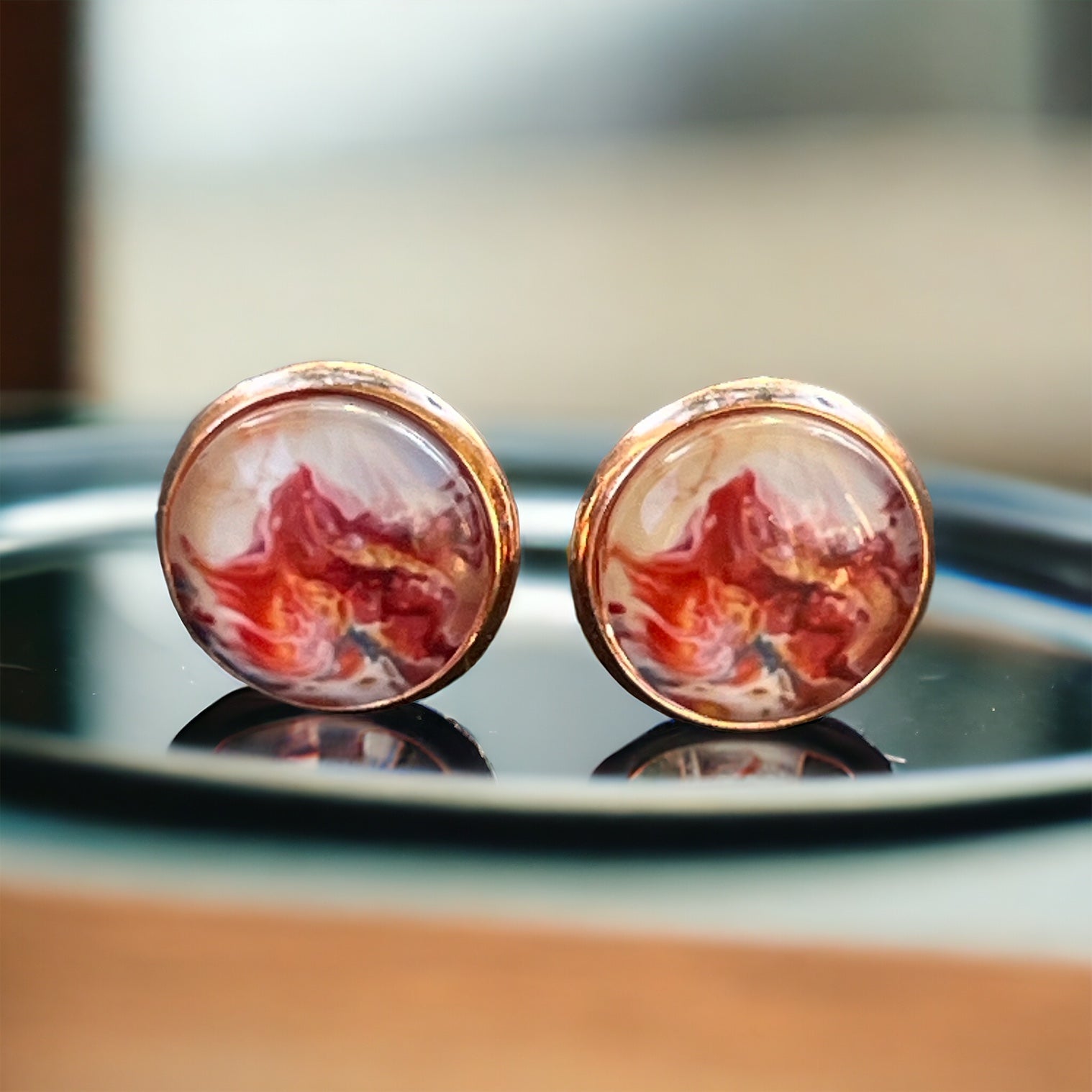 Pink Watercolor Rose Gold Stud Earrings: Elegant & Feminine Touches for Every Occasion