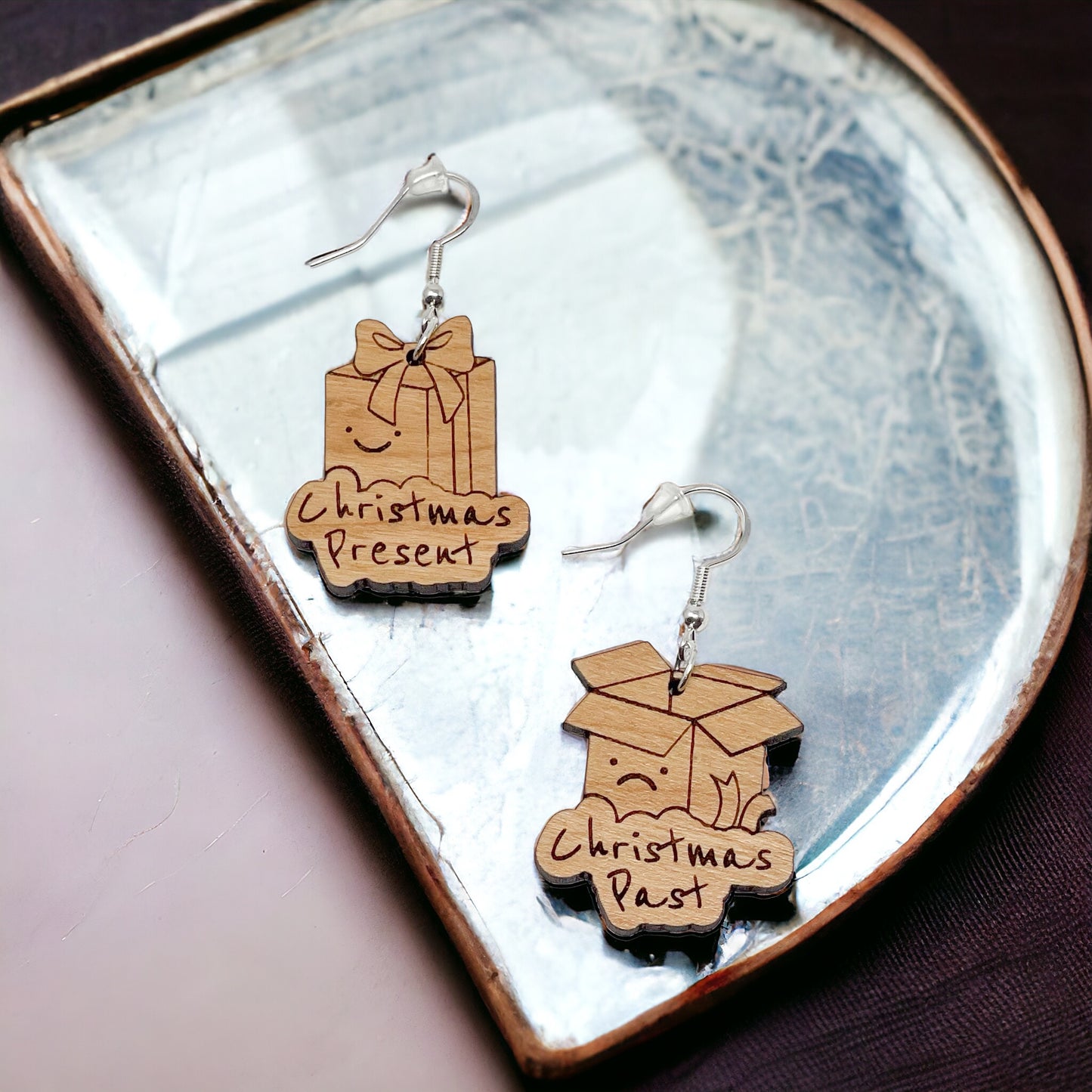 Funny Present Earrings, Rustic Dangle Earring, Funny Quote Earrings, Cute Winter Holiday Earring, Wood Word Earring, Country Western Jewelry