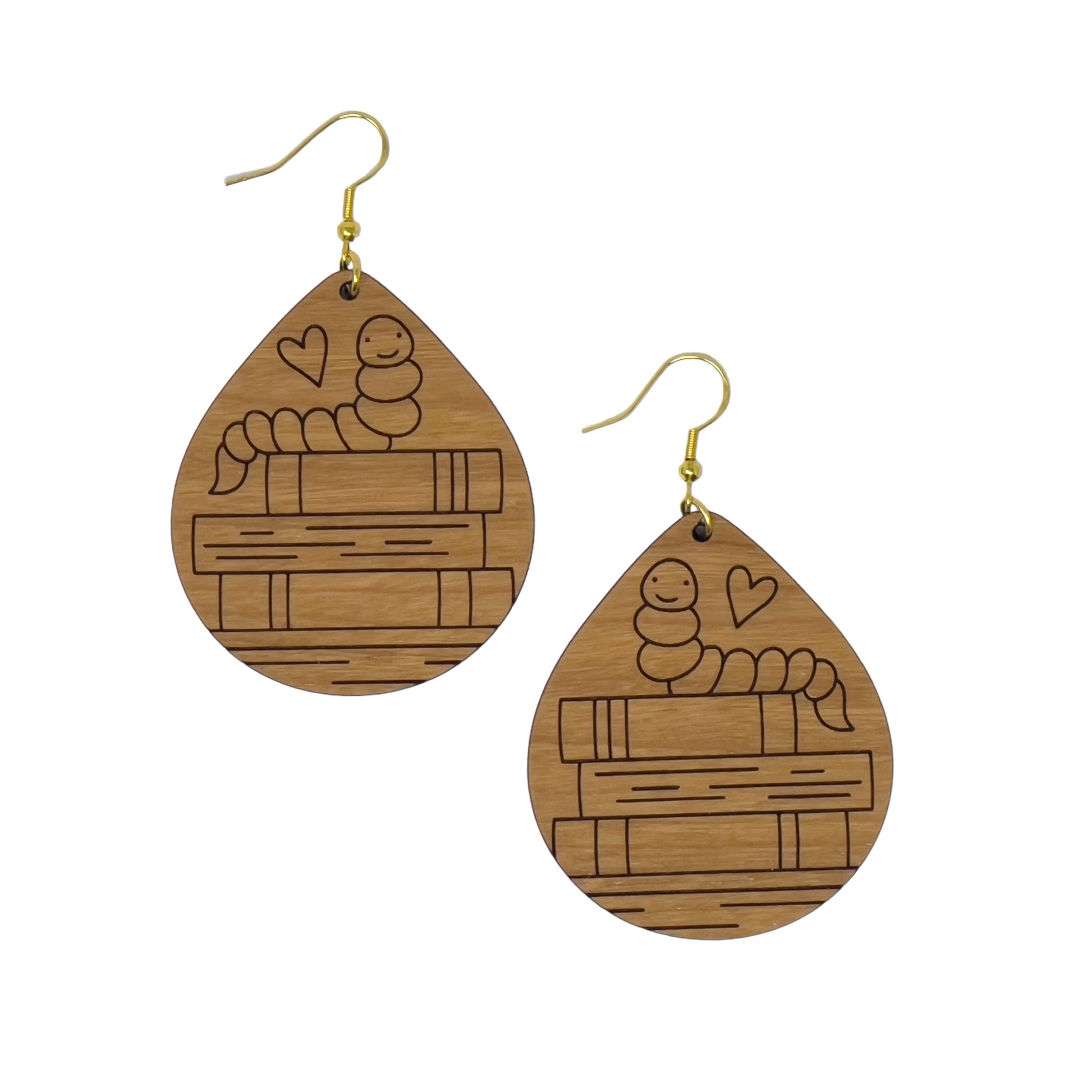 Bookshelf Wood Dangle Earrings - Cute Book Lover Gift | Boho Women's Miniature Bookcase Jewelry