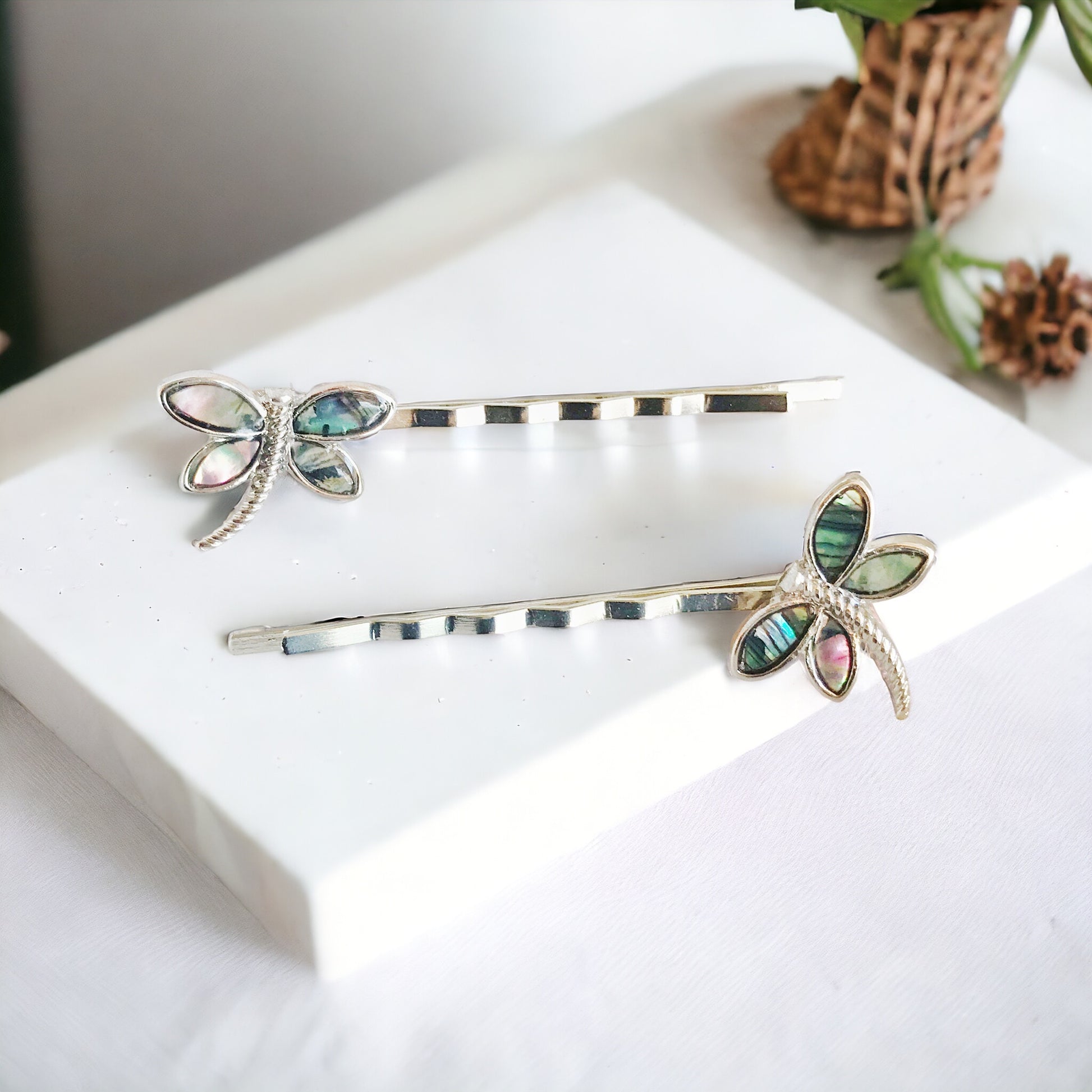 Women's Natural Shell Abalone Dragonfly Bobby Pin Hair Accessories - Exquisite Nature-Inspired Styling