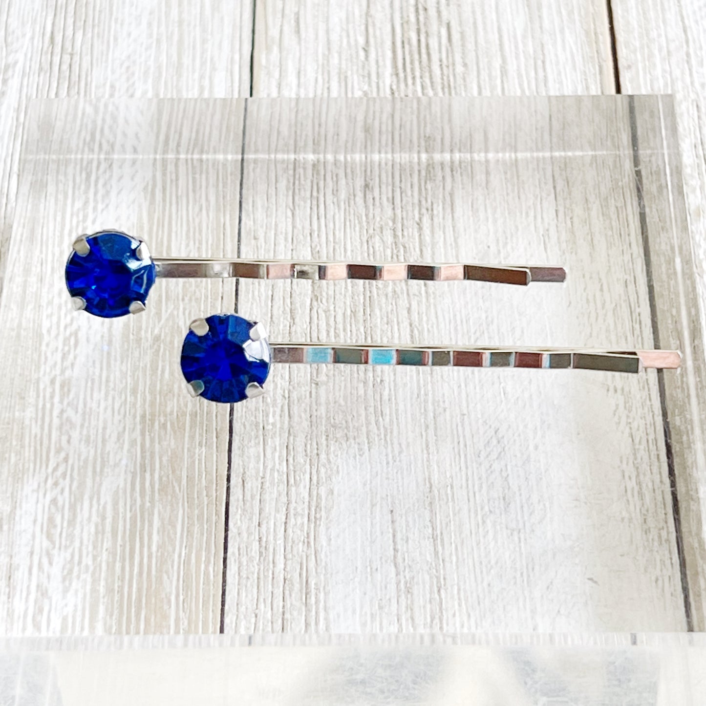 Round Blue Rhinestone Hair Pins - Elegant and Sparkling Hair Accessories