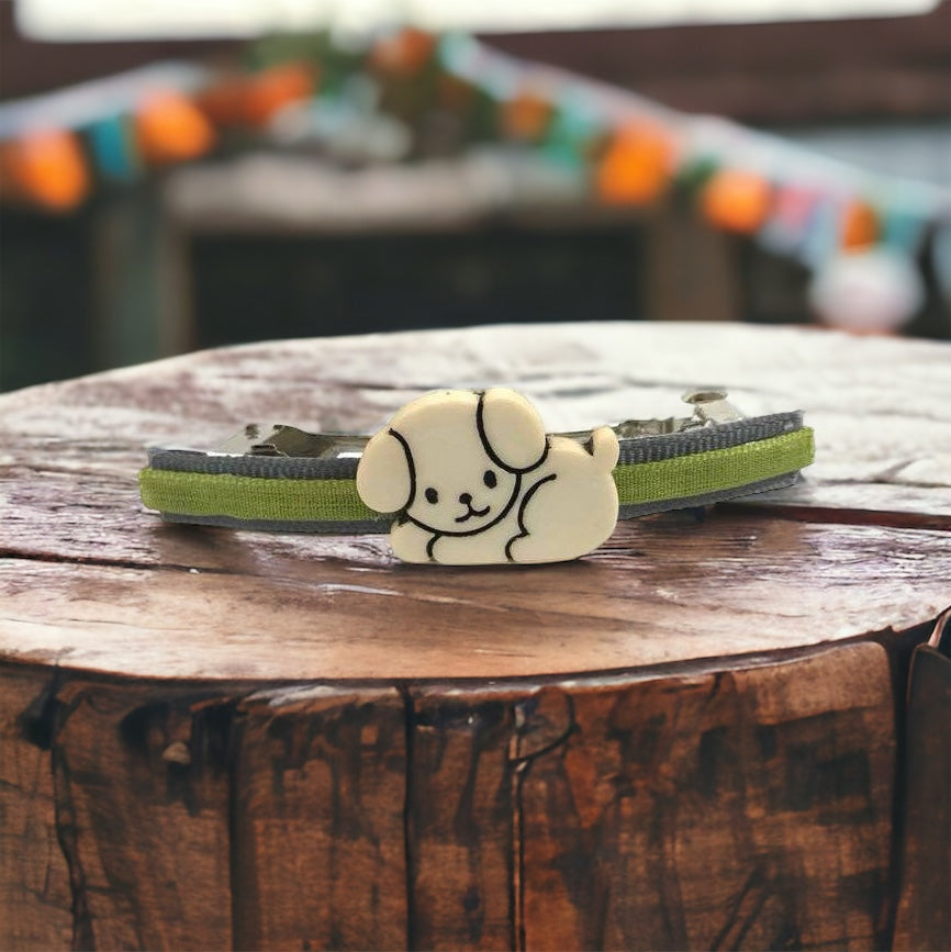 Green Hair Clip with Dog Embellishment - Cute & Playful Hair Accessory