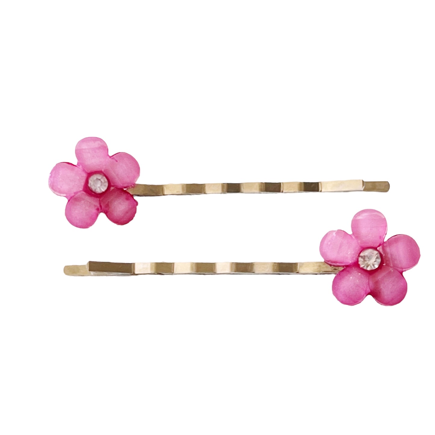 Pink Flower Hair Pins, Pink Bobby Pins, Womens Hair Pins, Floral Bobby Pins, Decorative Hair Pins, Rhinestone Hair Pins, Boho Hair Pins