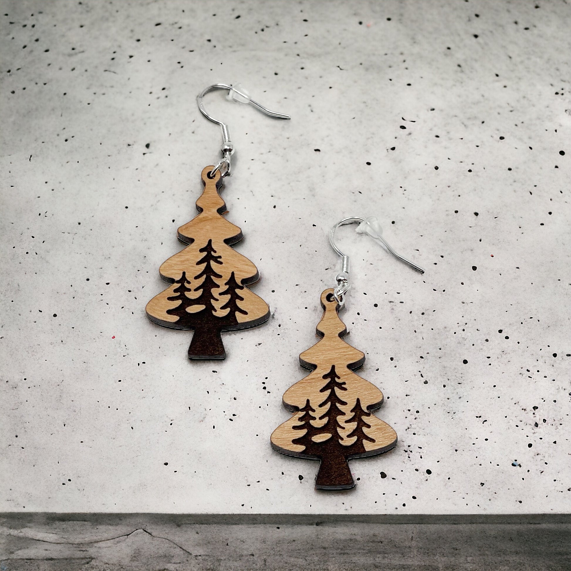 Tree Earrings - Rustic Wood Dangle Earrings with a Whimsical Boho Touch, Cute Winter Holiday Accessories | Nature-Inspired Jewelry