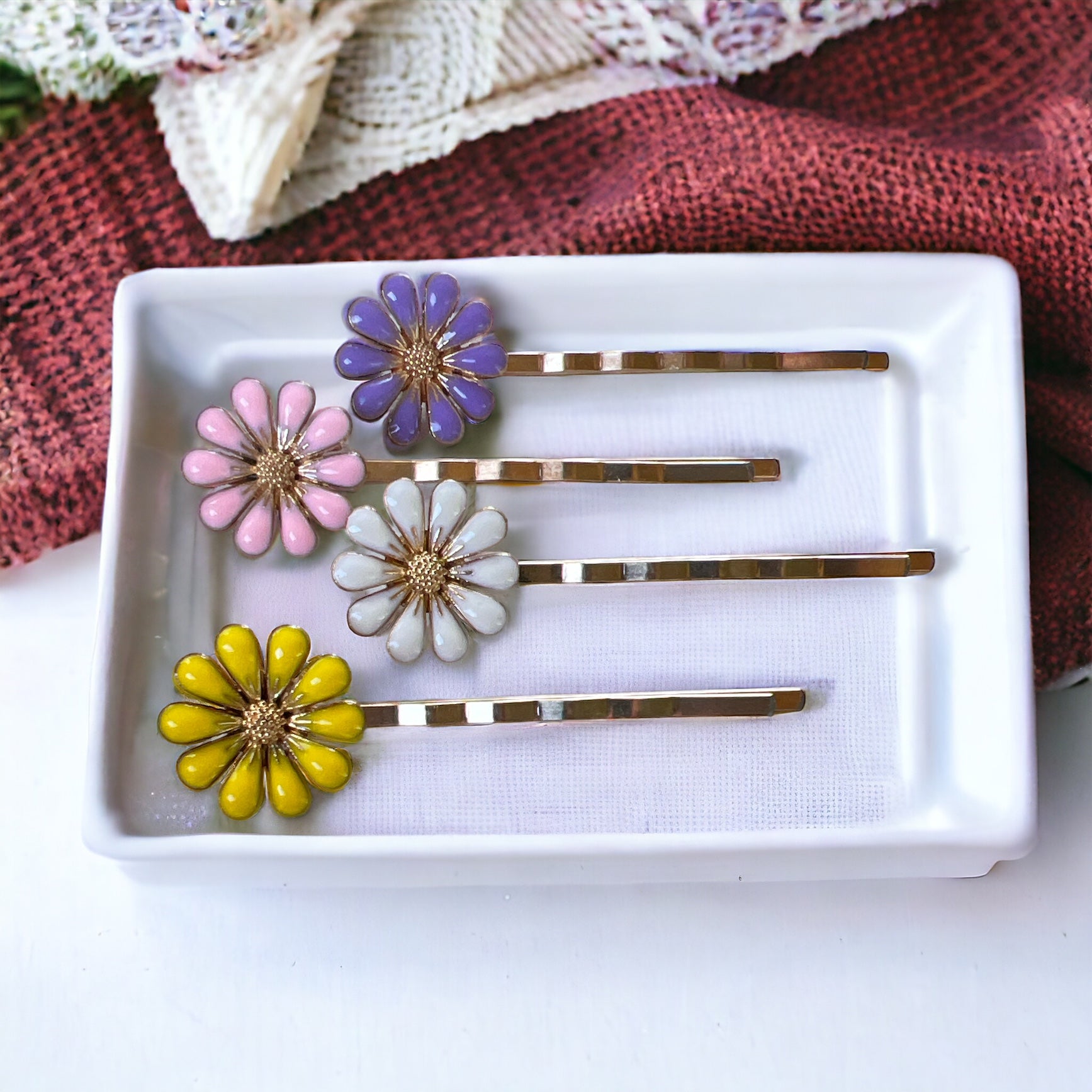 Decorative Enamel Wildflower Hair Pins - Delicate Floral Accessories