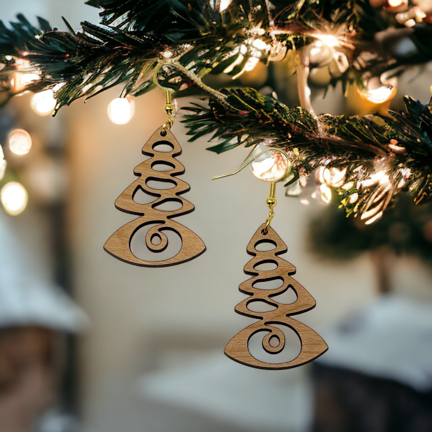 Tree Earrings - Rustic Wood Dangle Earrings with a Whimsical Boho Touch, Cute Winter Holiday Accessories | Nature-Inspired Jewelry