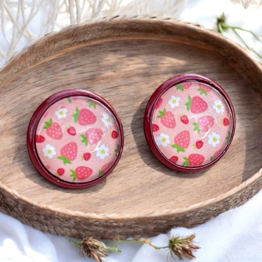 Strawberry Red Stud Earrings: Fruity Accents