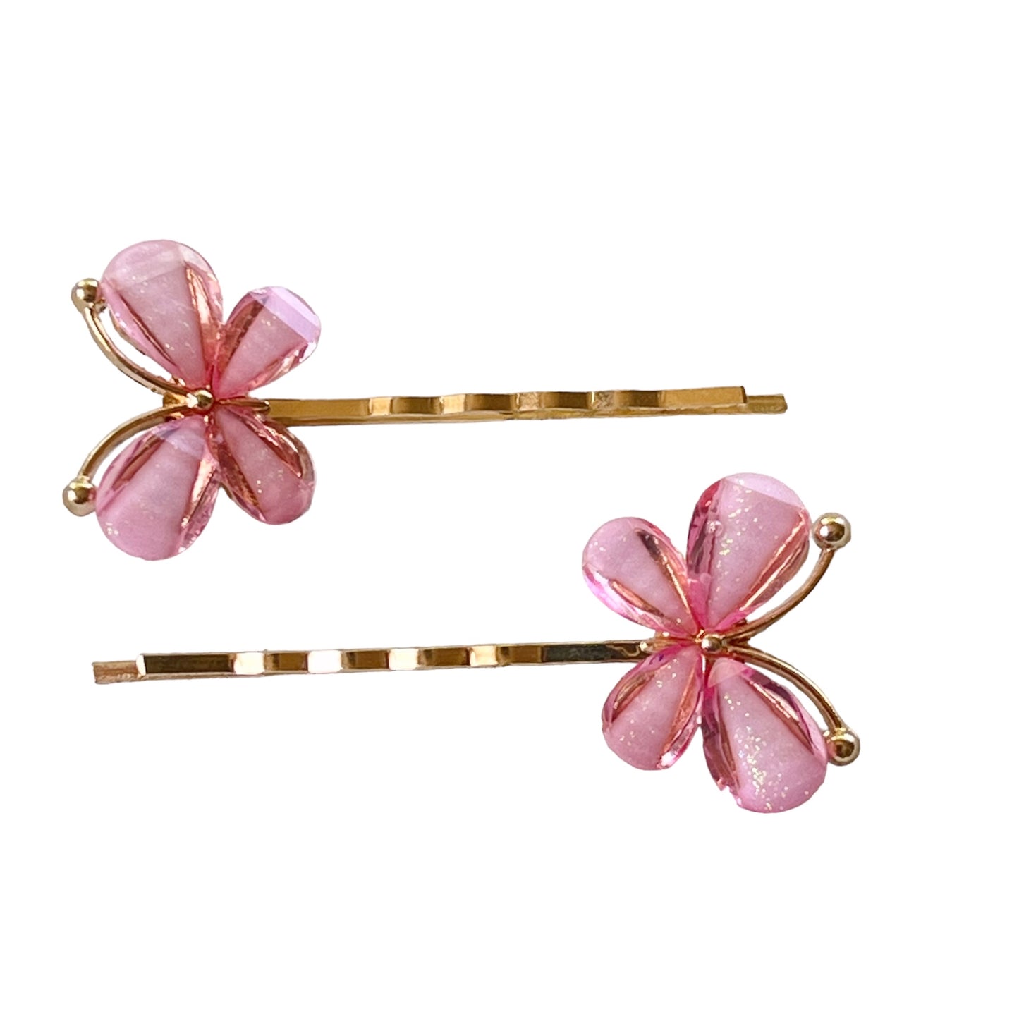 Pink Rhinestone Butterfly Hair Pins for Women Decorative Hair Clips